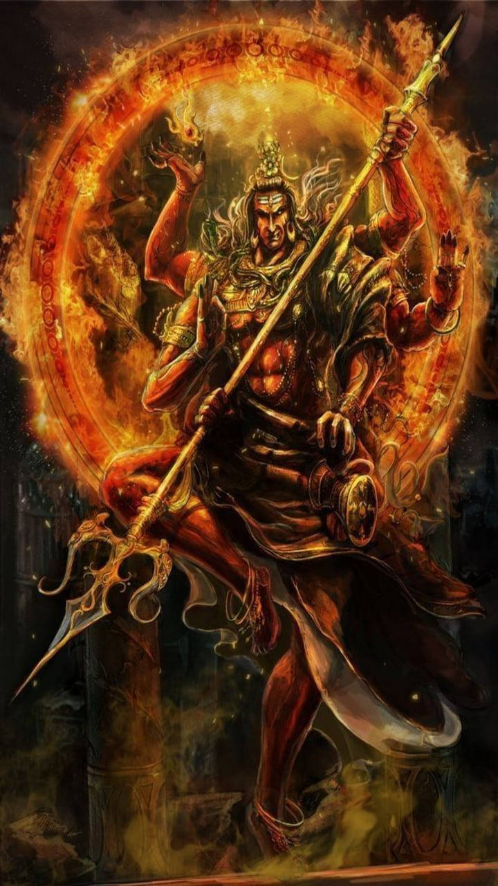 Fiery Mahadev Rudra Avatar Phone Background