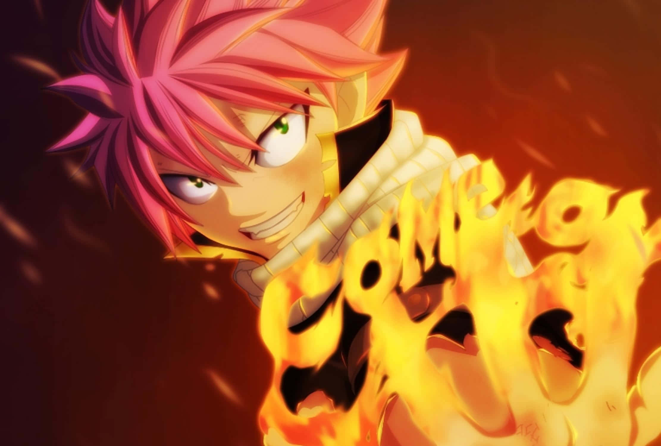 Fiery Natsu Dragneel In Action Background