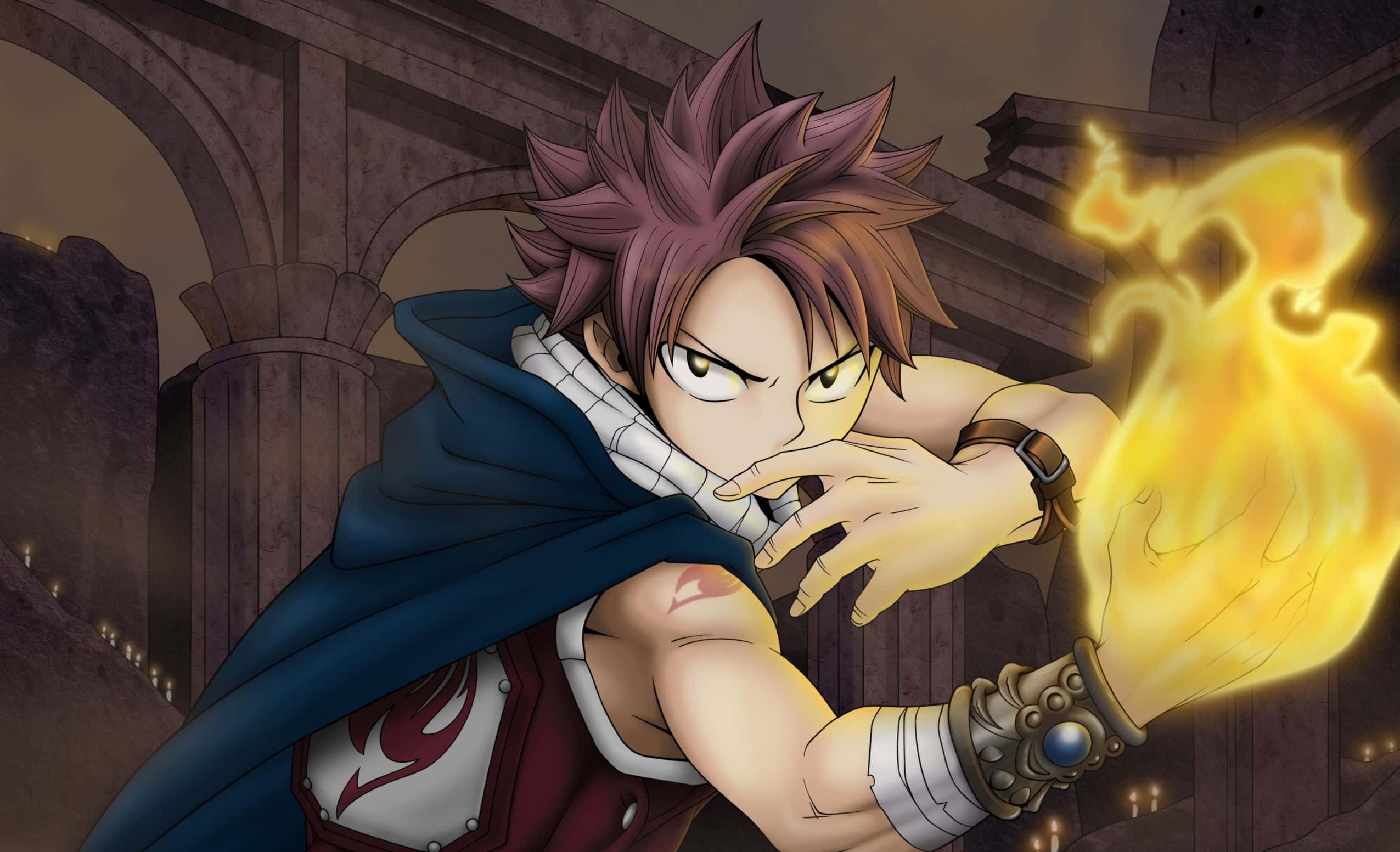 Fiery Natsu Dragneel In Action Background