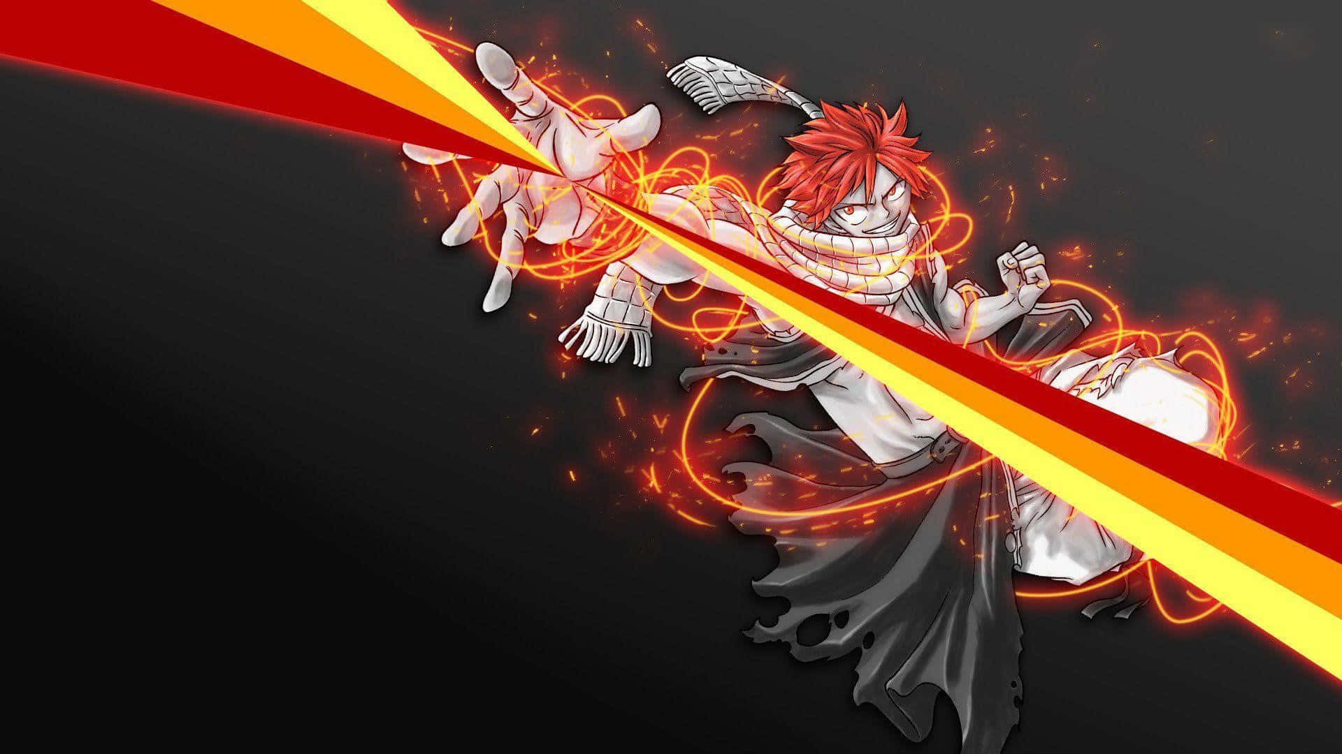 Fiery Natsu Dragneel Unleashing His Dragon Force Power Background