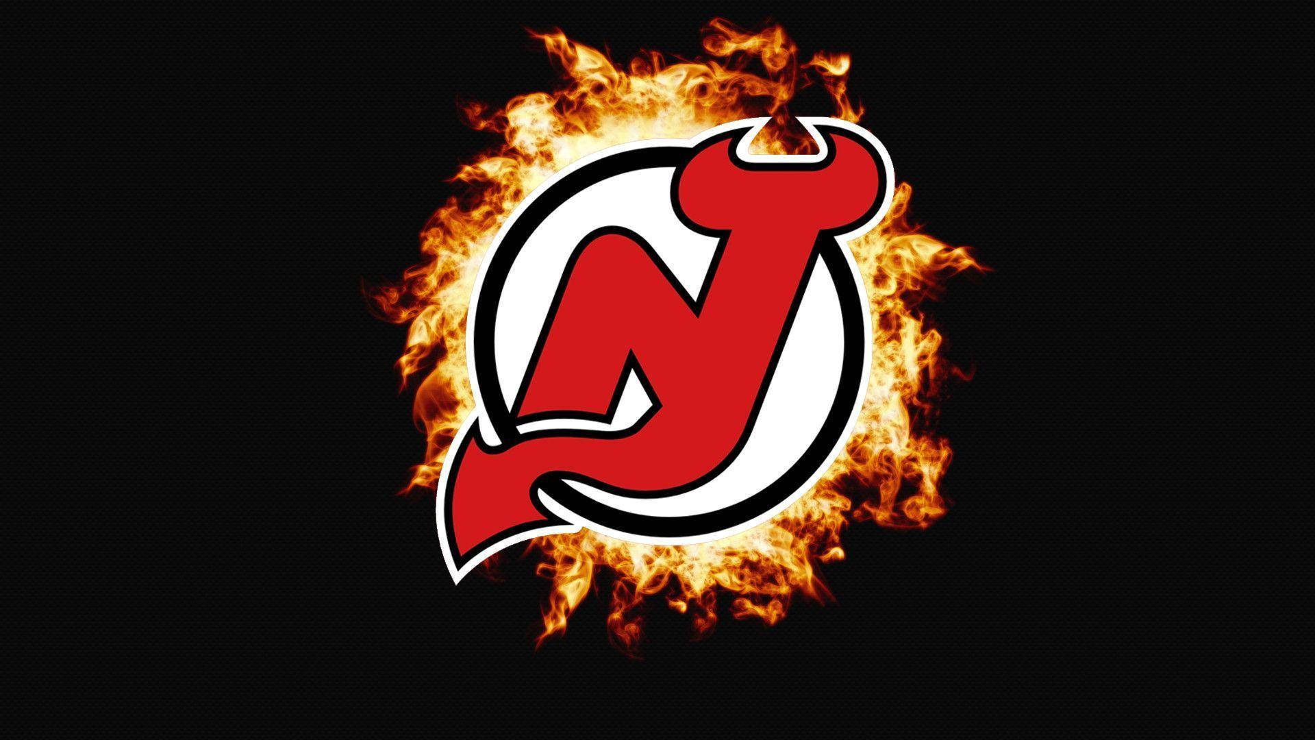 Fiery New Jersey Devils Logo Background