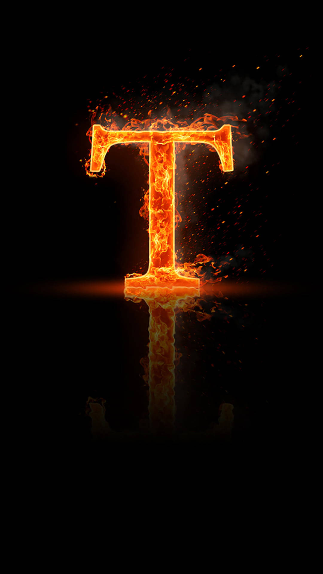 Fiery Orange Letter T Background
