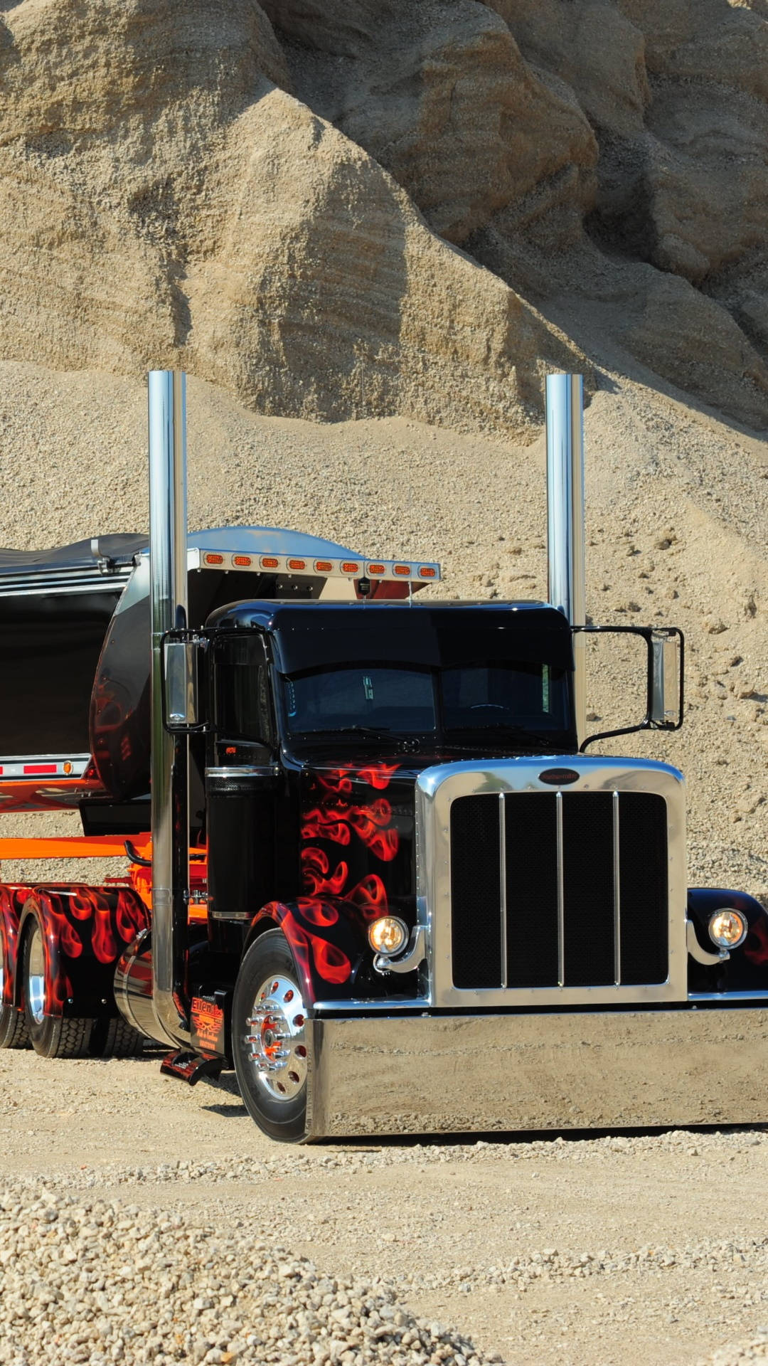 Fiery Peterbilt Truck Design Background