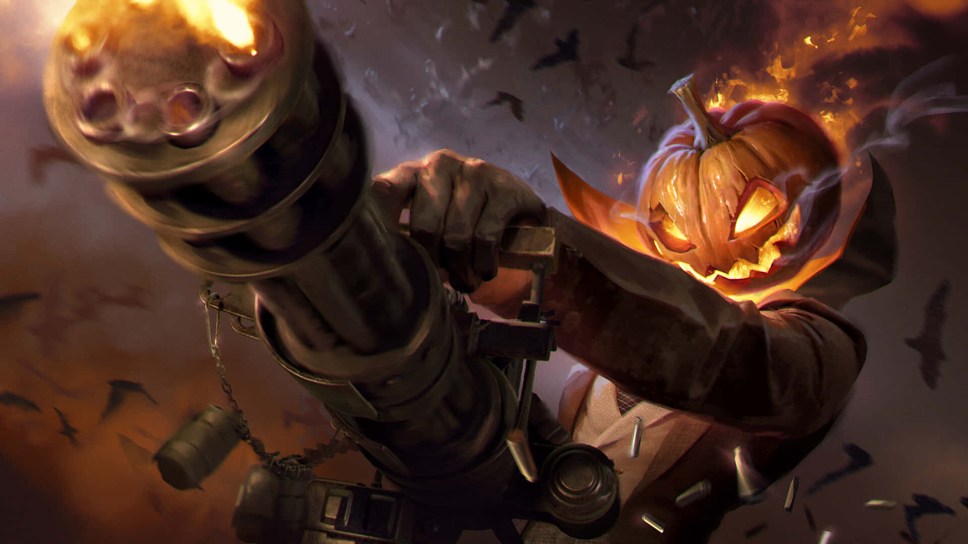 Fiery Pumpkin Head Warrior Background