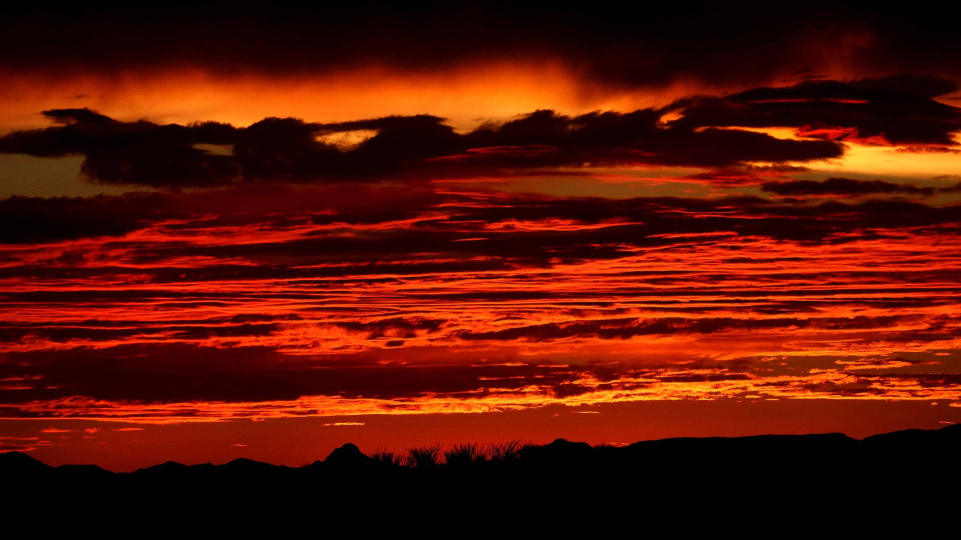 Fiery Red And Orange Horizon Background