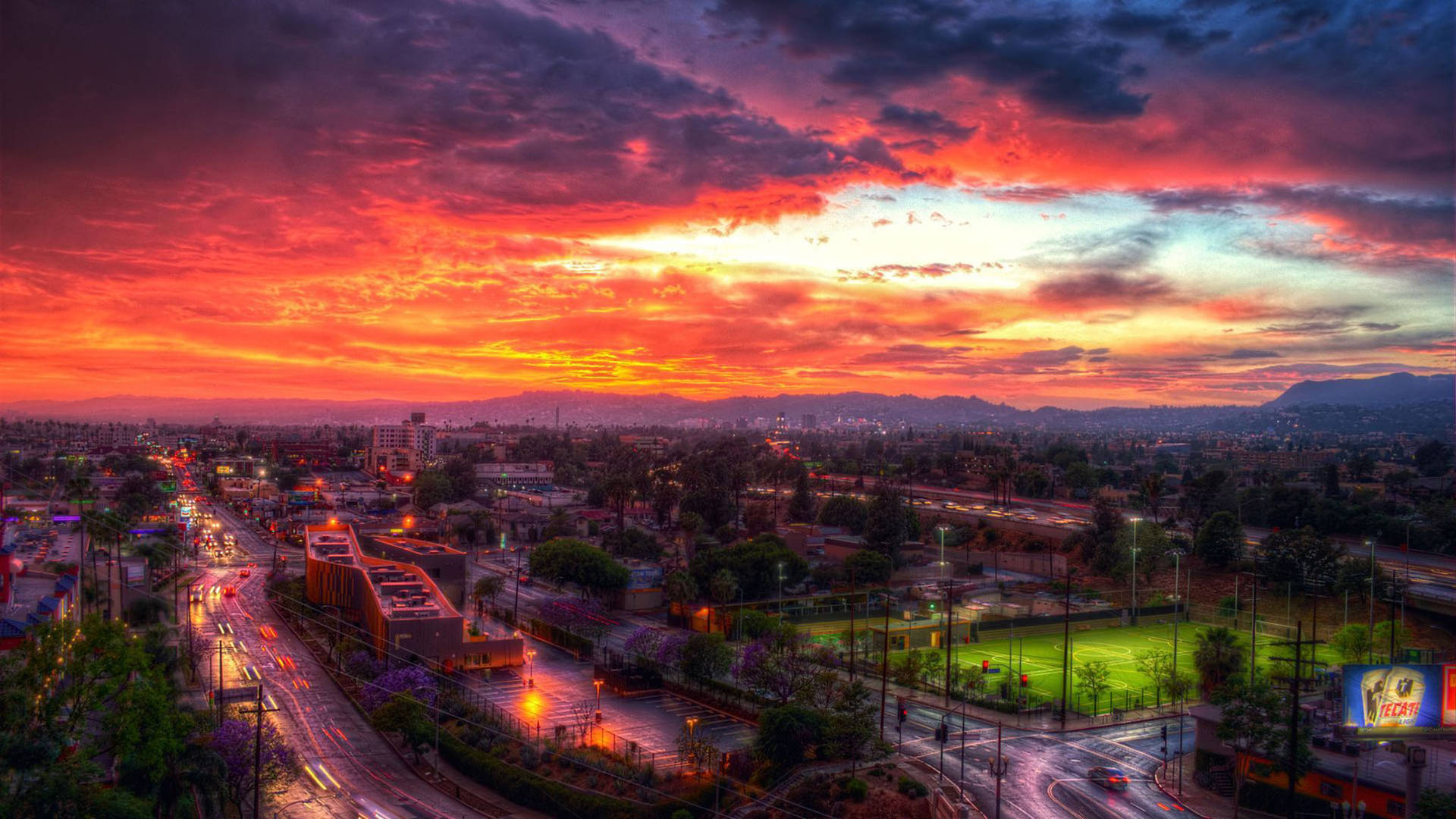 Fiery Red Los Angeles Sunset Background