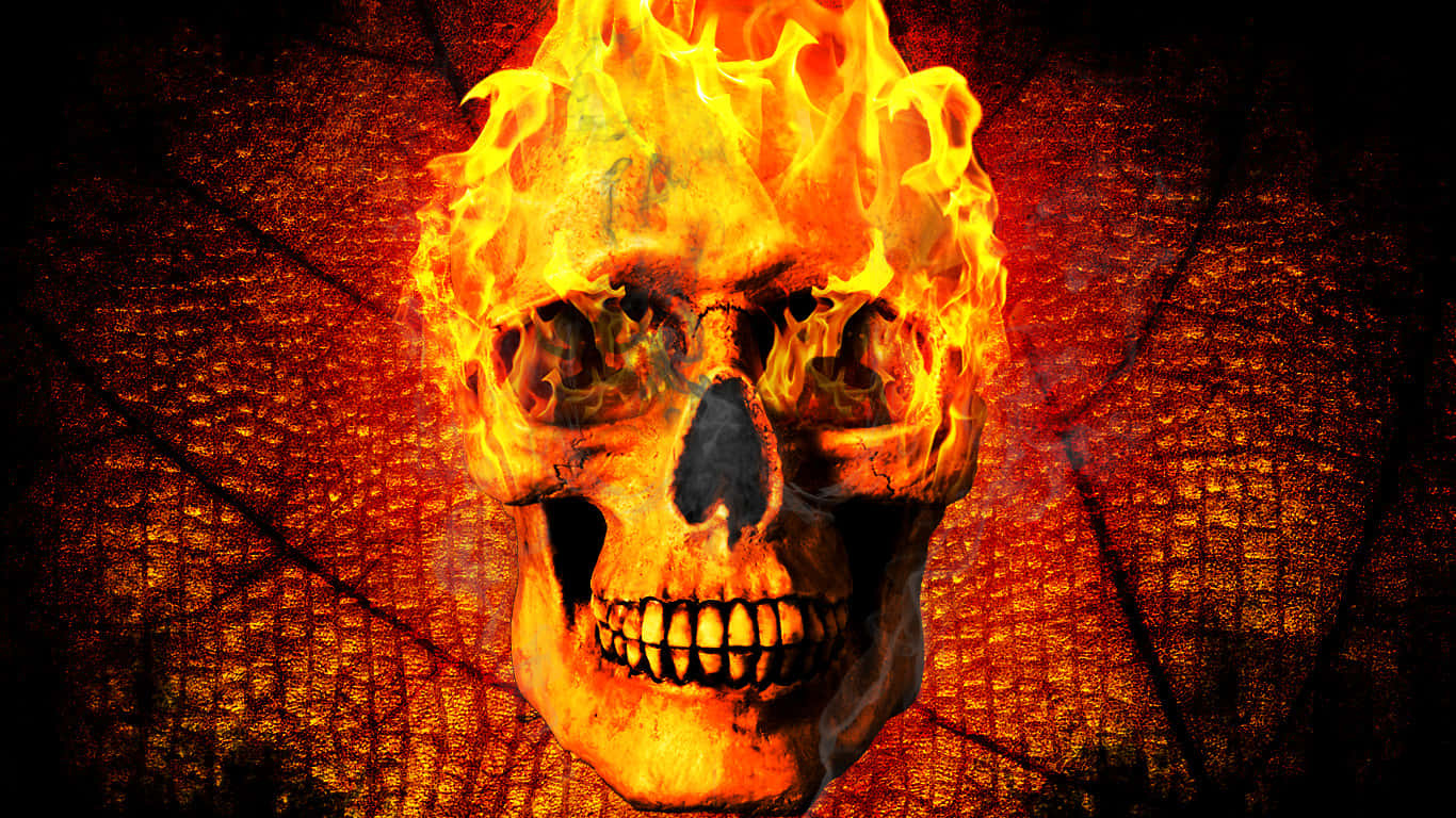 Fiery Red Skull Of Pure Energy Background