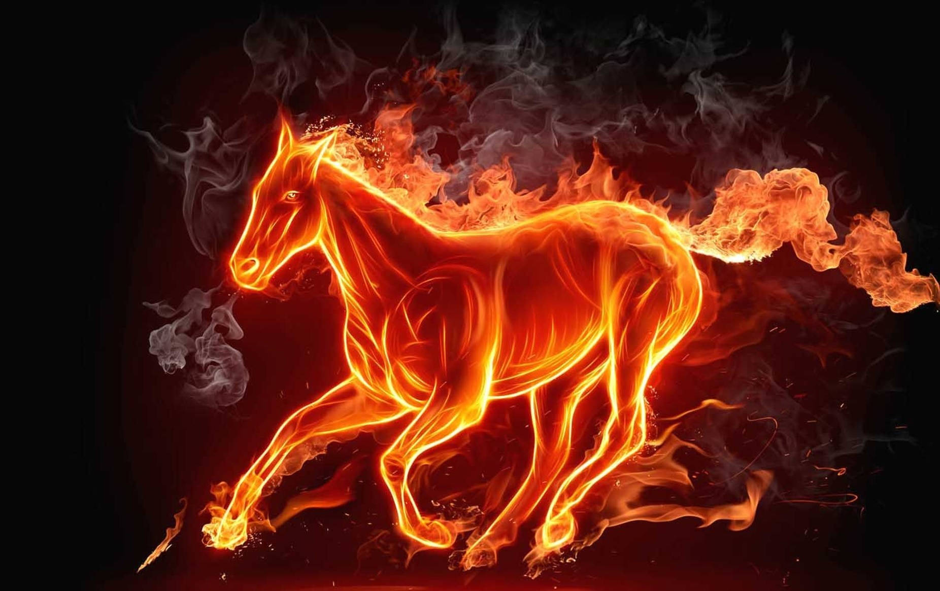 Fiery Running Horse 3d Animation Background