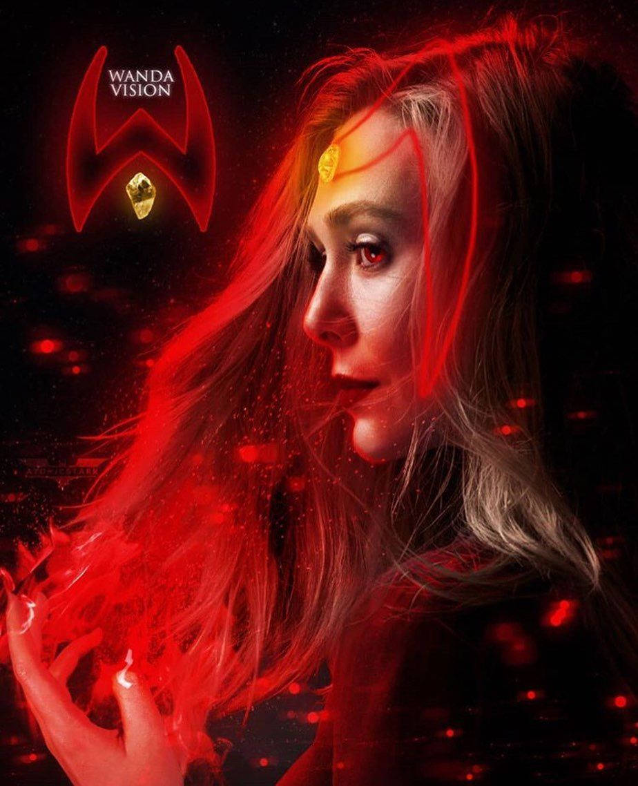 Fiery Scarlet Witch In Wandavision Background