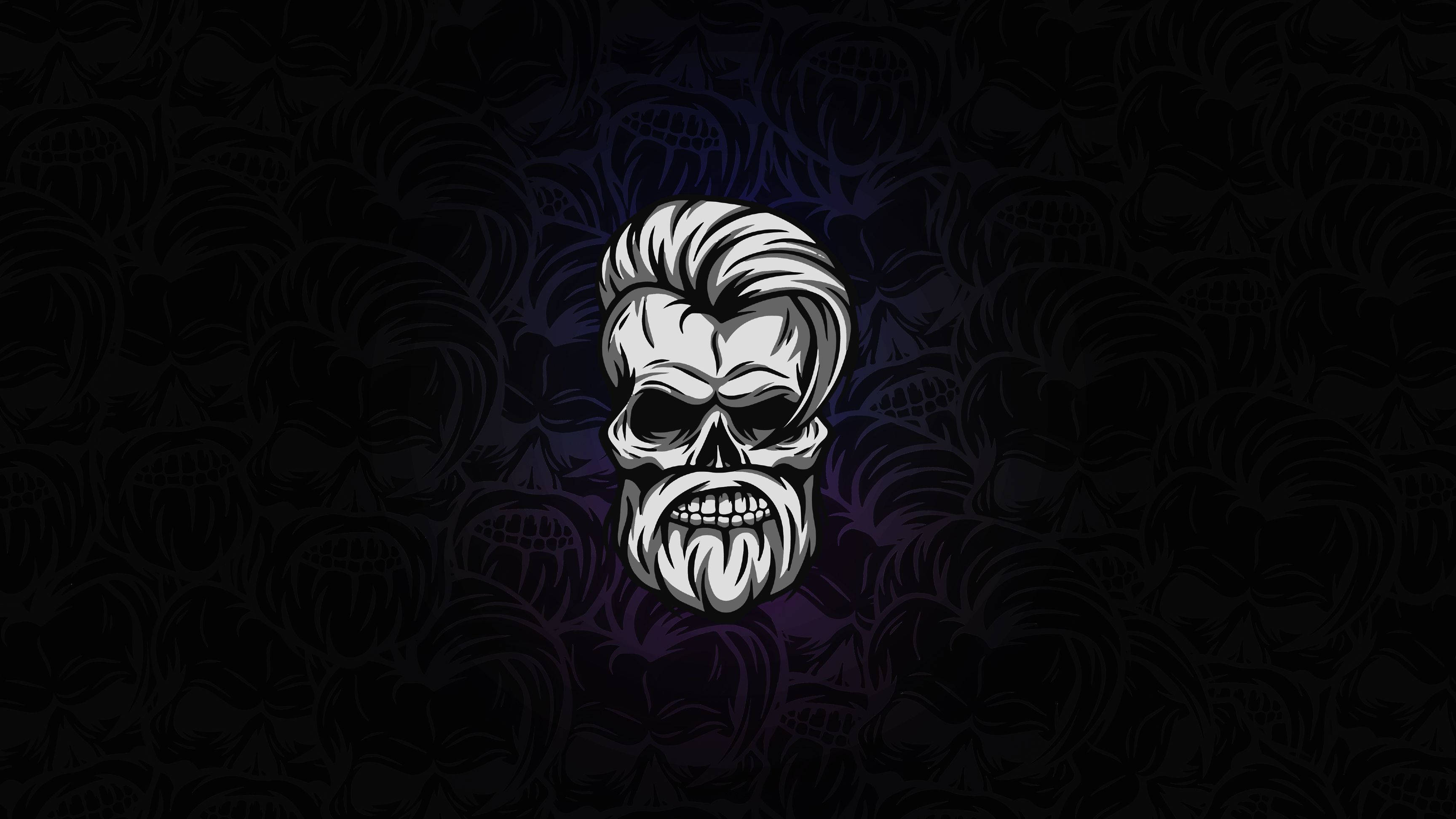 Fiery Skull With Beard Logo