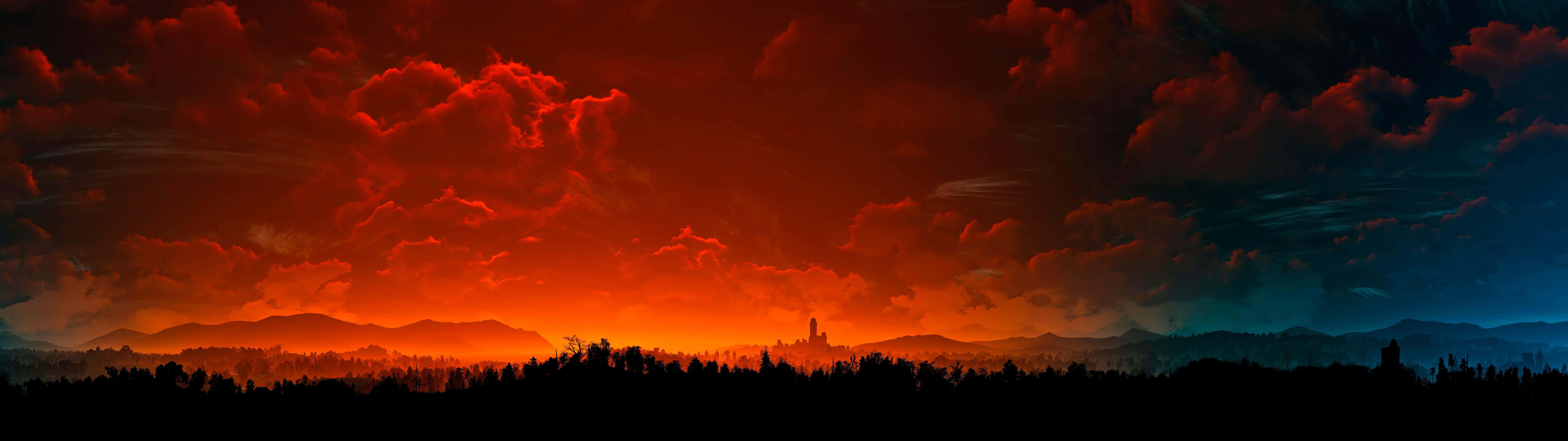 Fiery_ Skyline_ Panorama Background