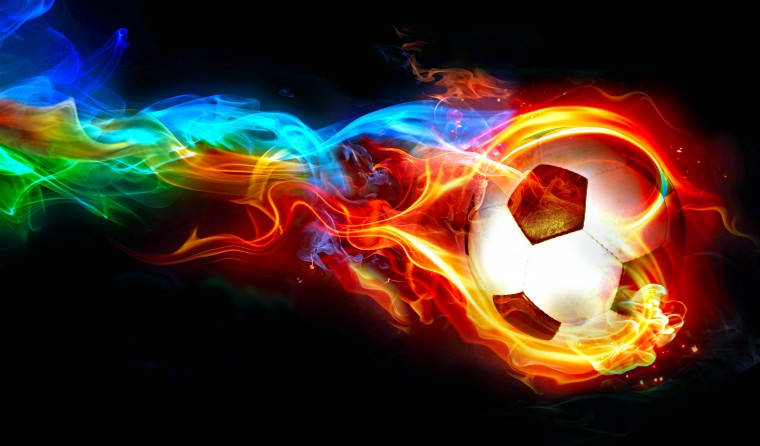 Fiery Soccer Ball Sports In 4k Background