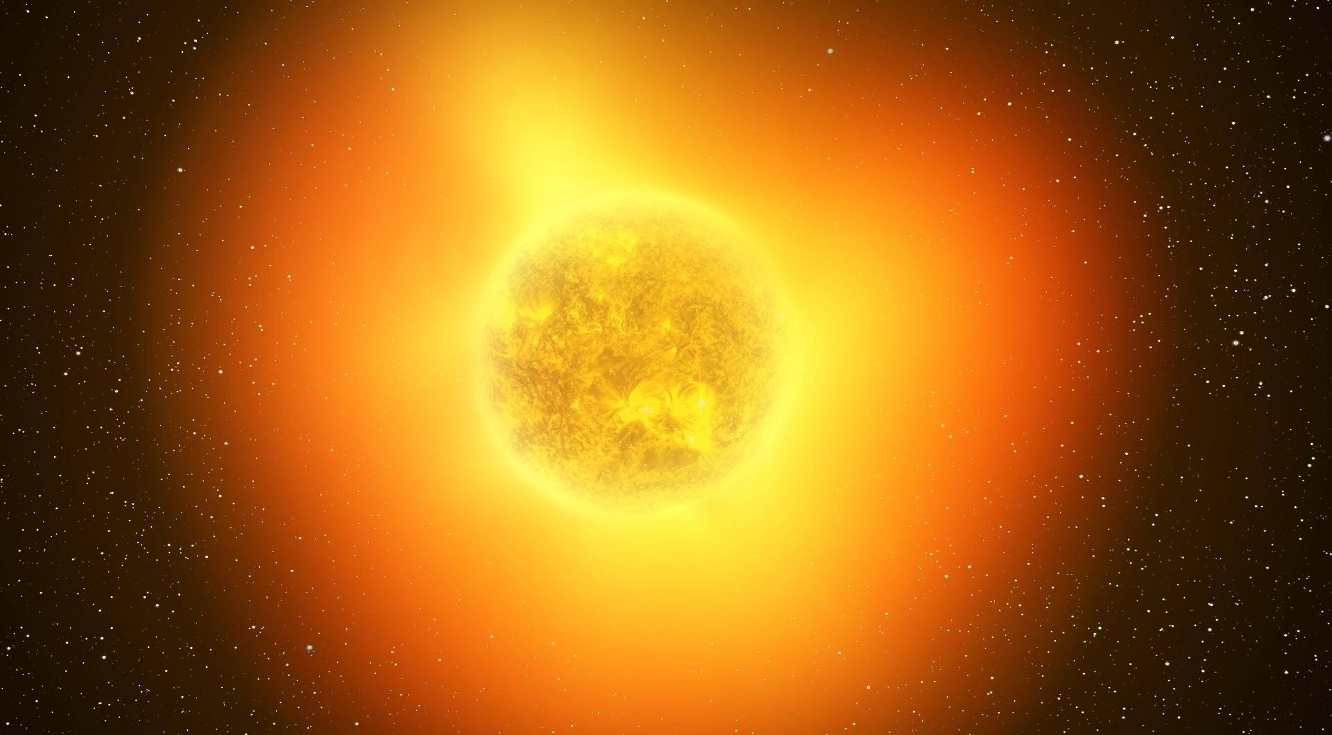 Fiery Sun In Solar System Background
