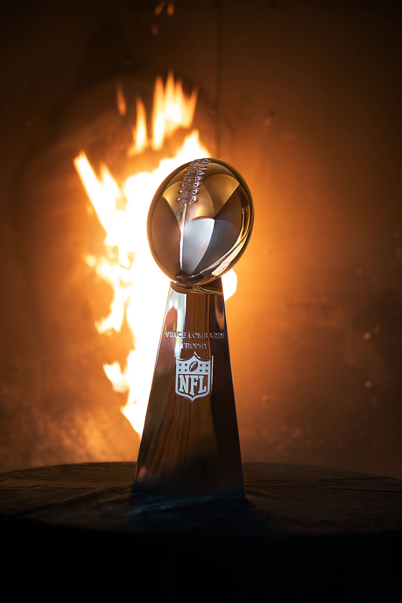 Fiery Super Bowl Lombardi Trophy Background