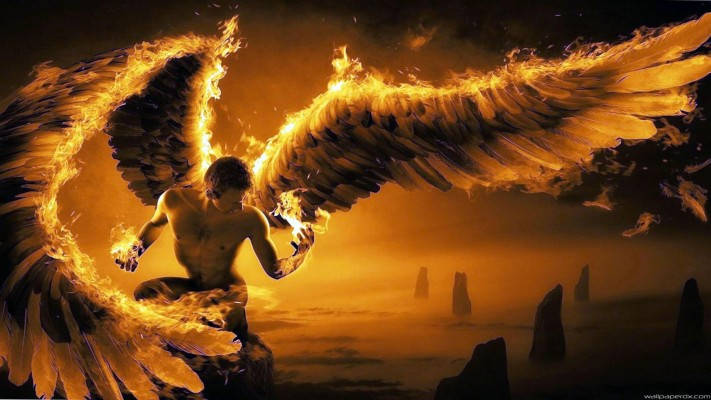 Fiery Wings Igniting The Darkness Background