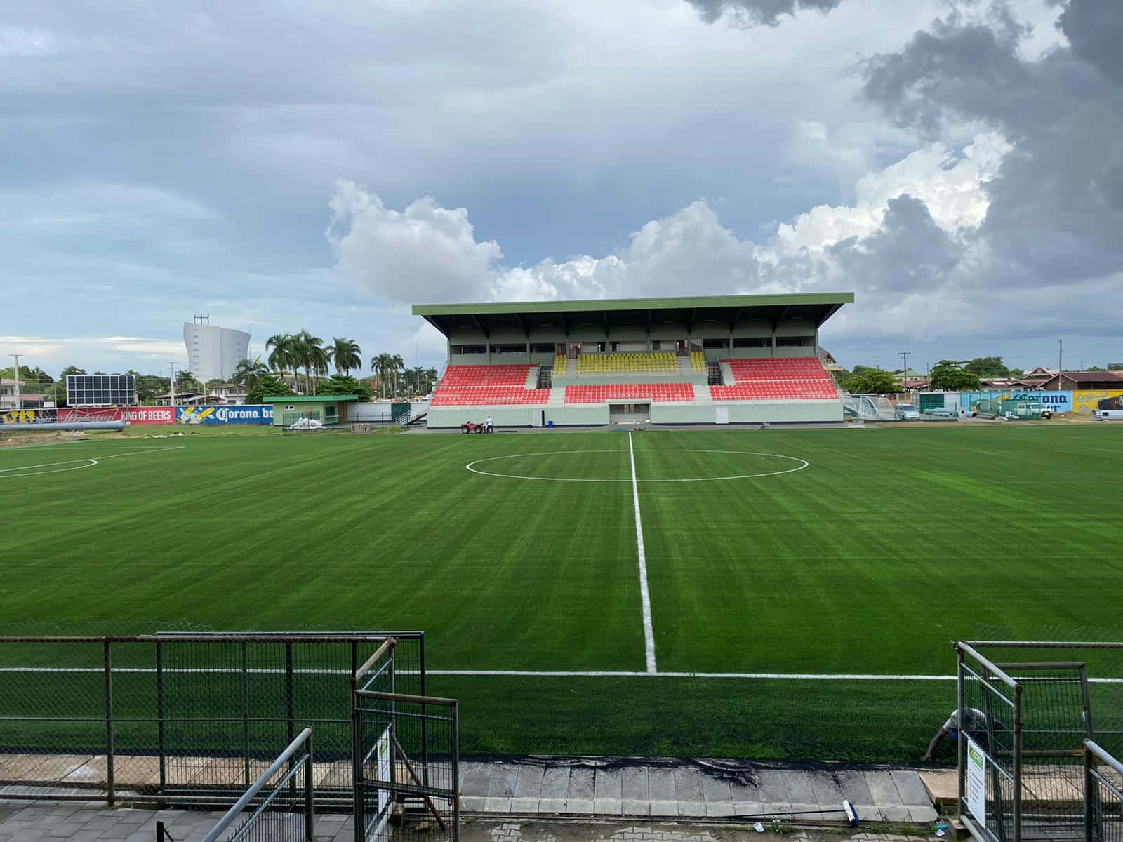 Fifa Quality Pro Football Field In Paramaribo Background