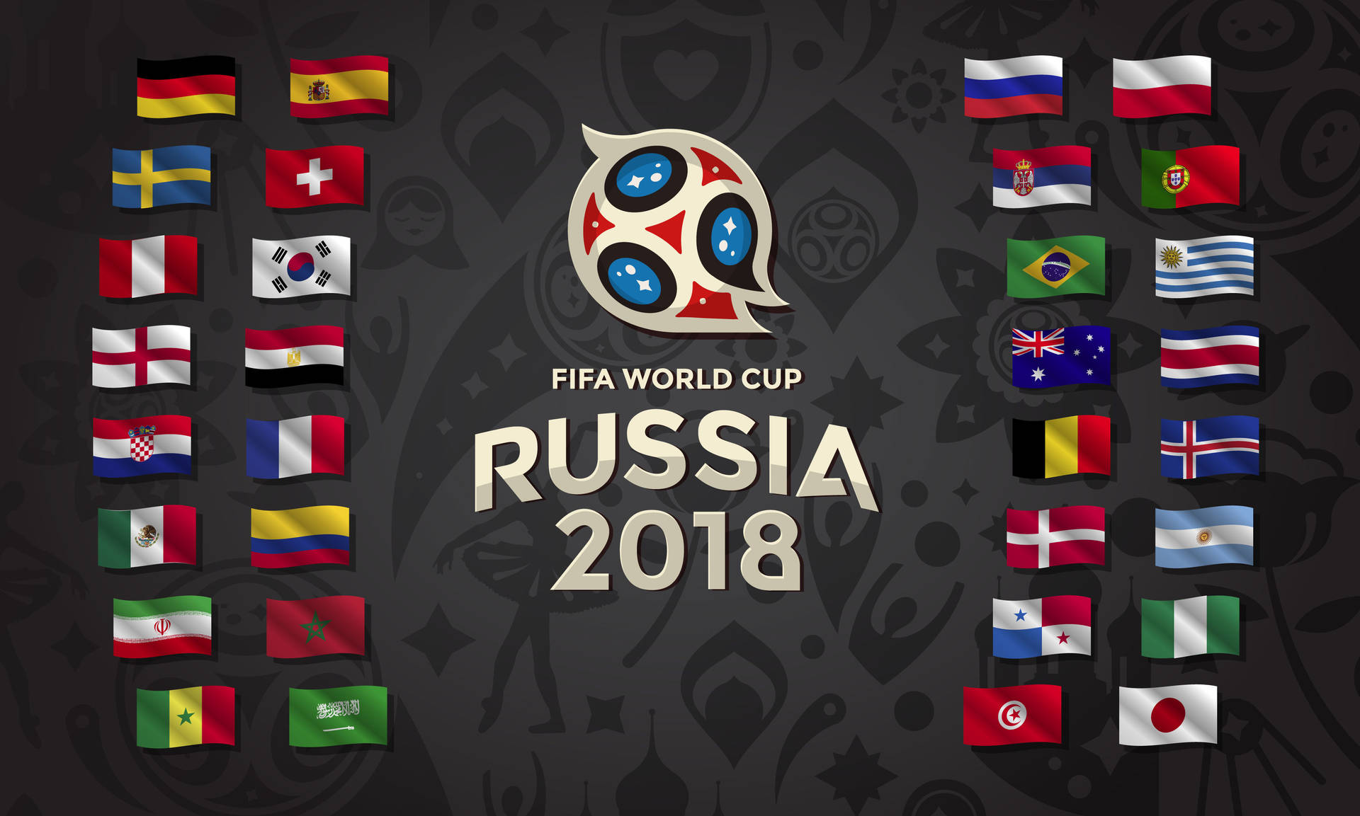 Fifa World Cup Flags Of Players Background