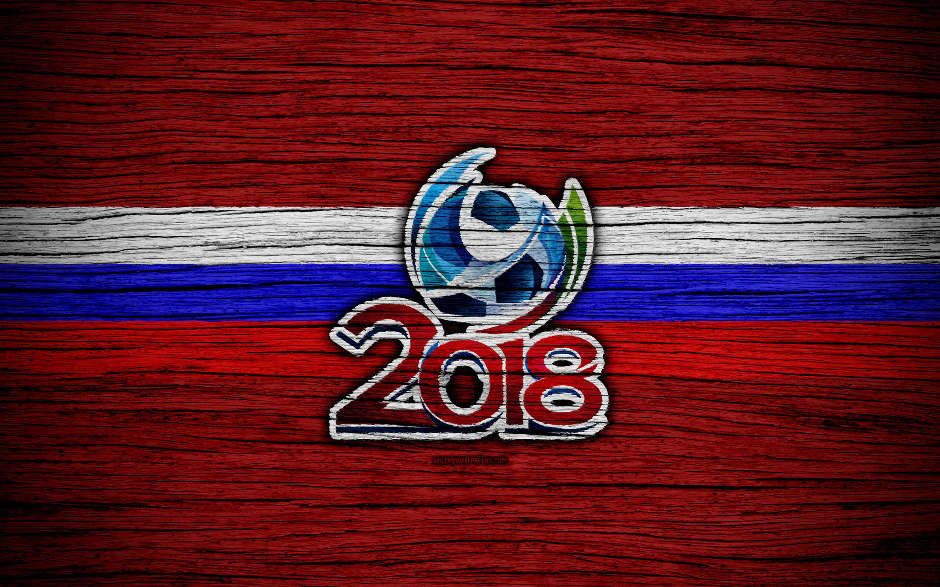 Fifa World Cup Printed On Wood Background