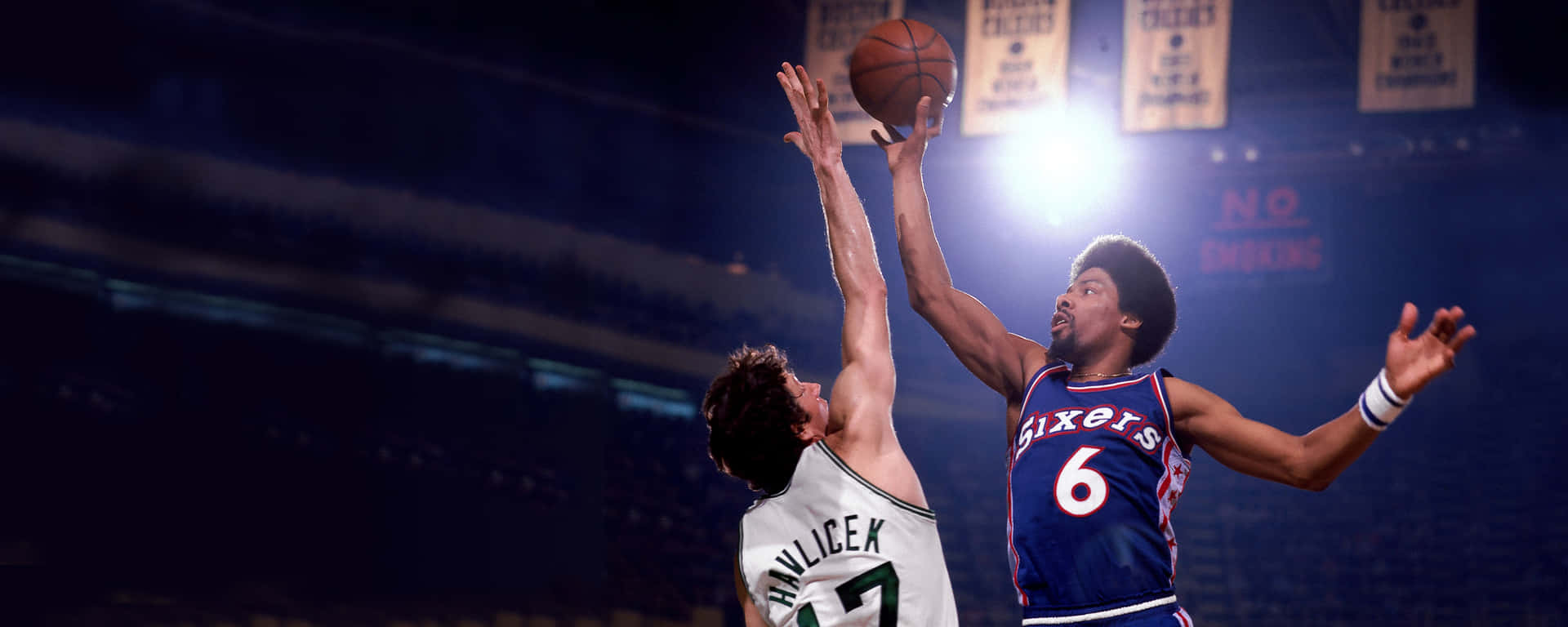 Fight Between John Havlicek And Julius Erving Background