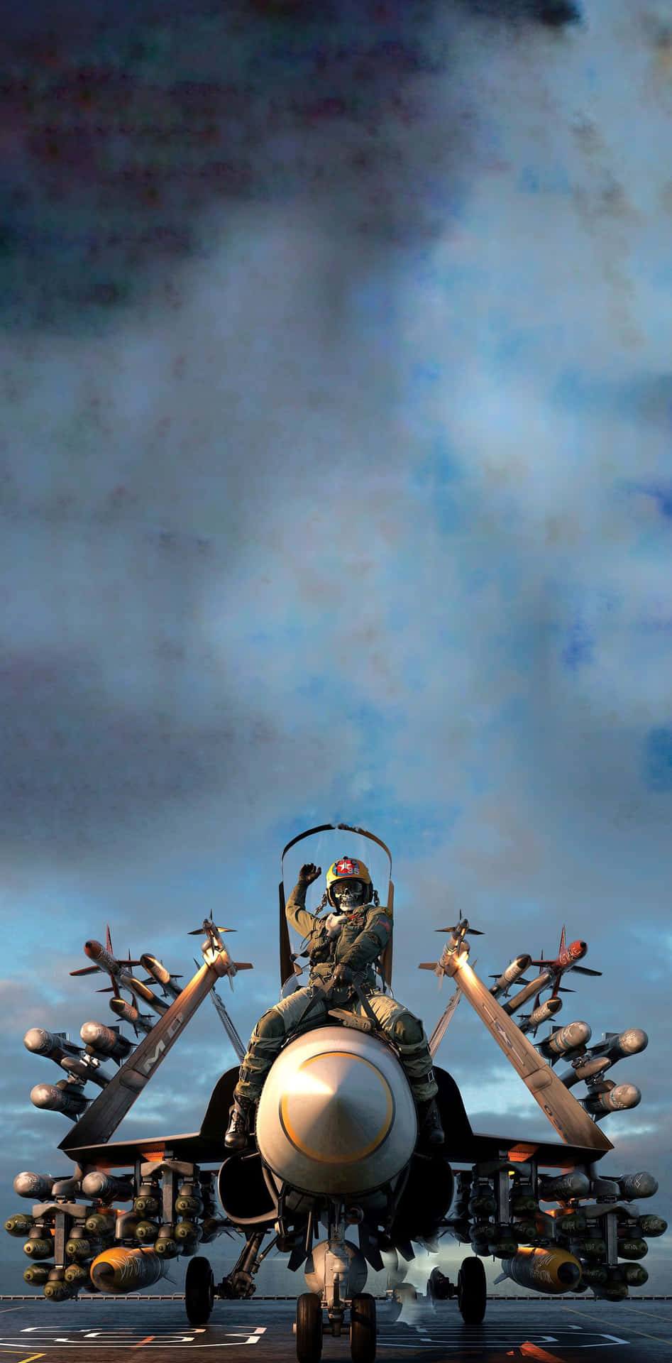 Fighter Jet Pilot Victory Gesture Background