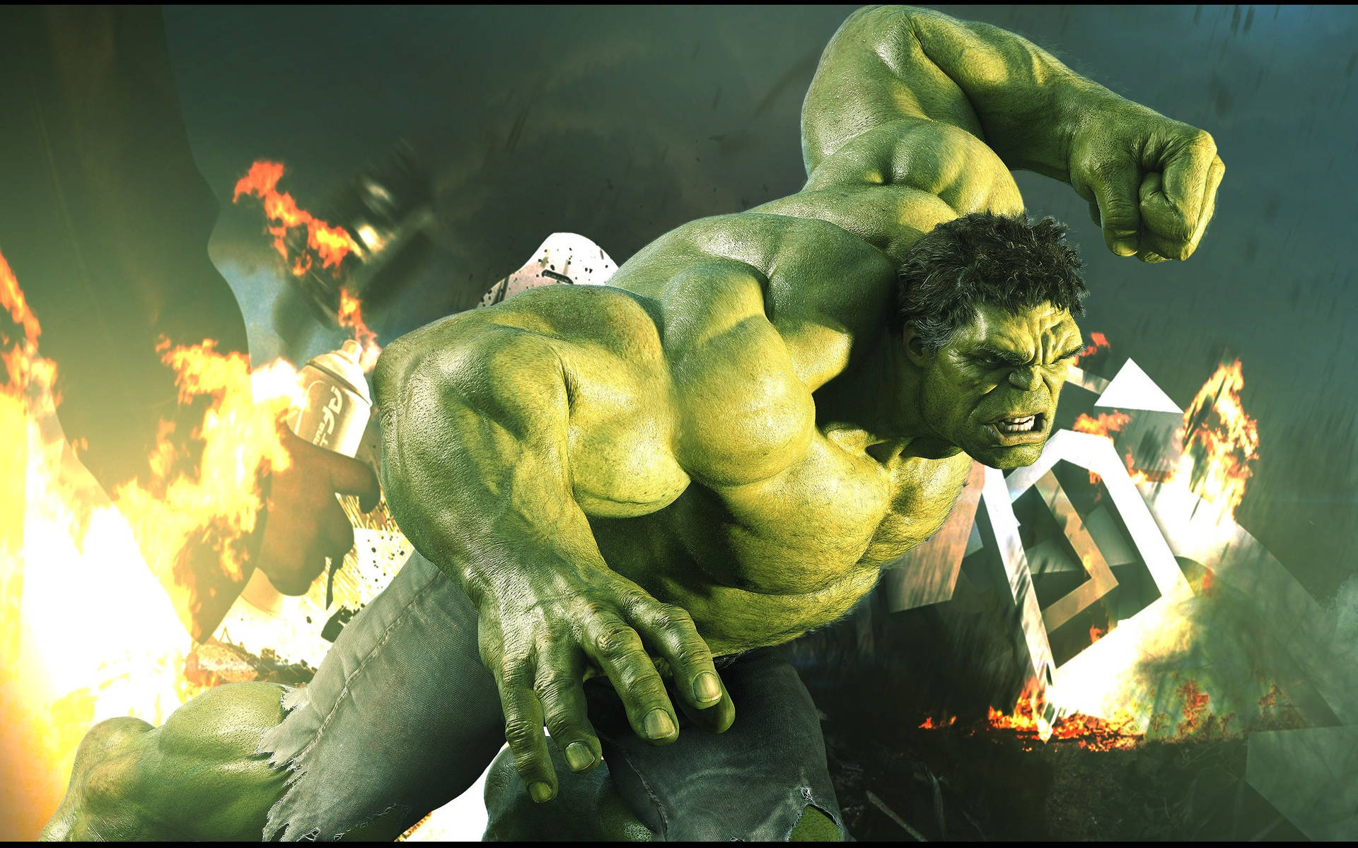 Fighting Hulk In Chaotic Background Background