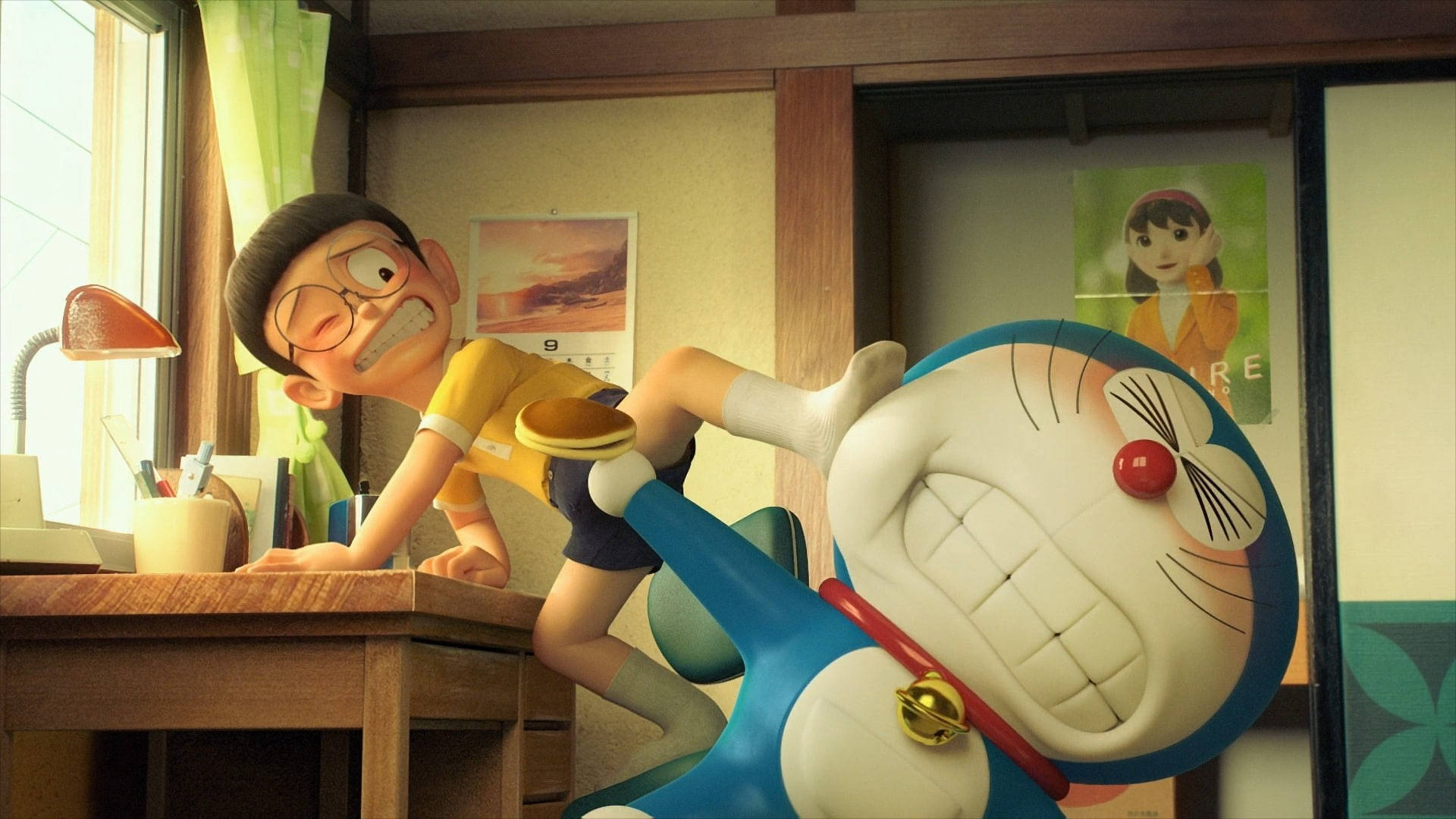 Fighting Nobita And Doraemon Background