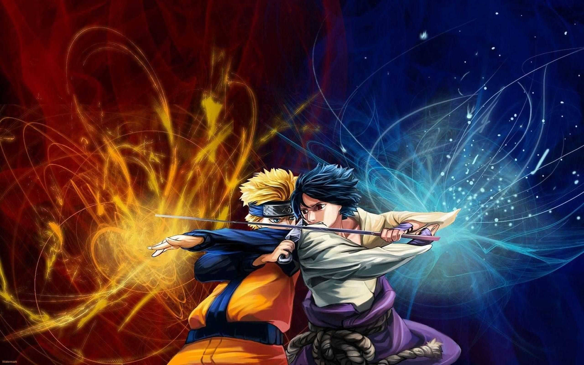 Fighting Sasuke And Naruto Ipad Background