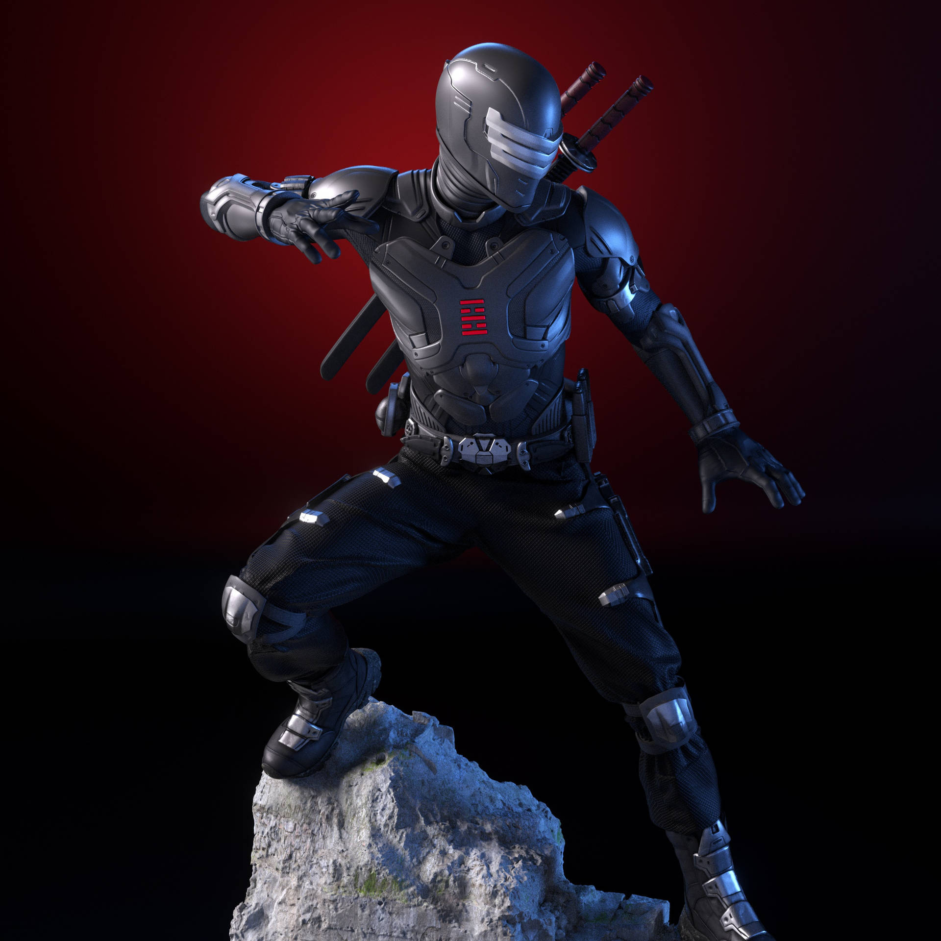 Figure Snake Eyes On Rock Background