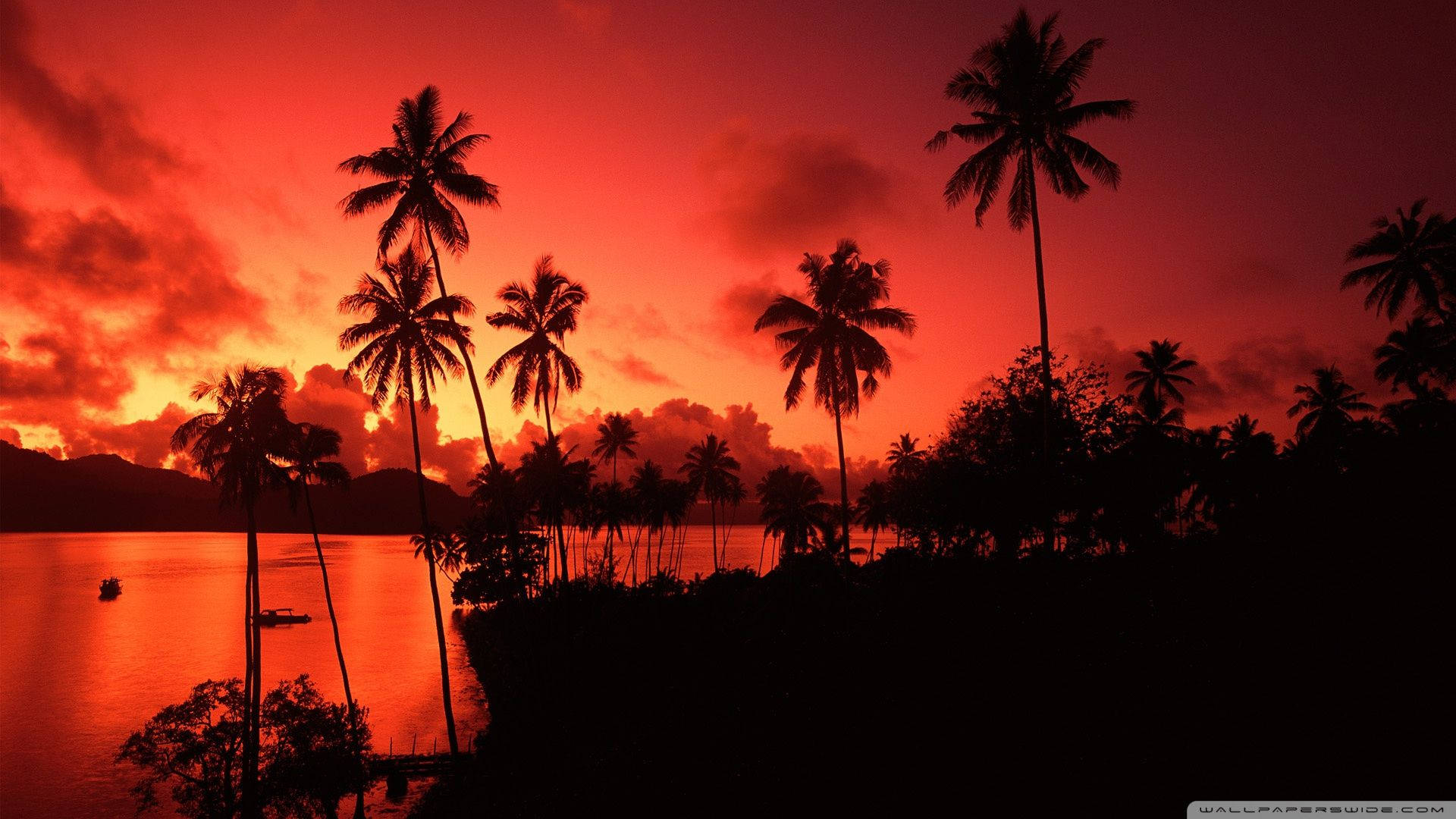 Fiji Sunset At Matagi Island Background