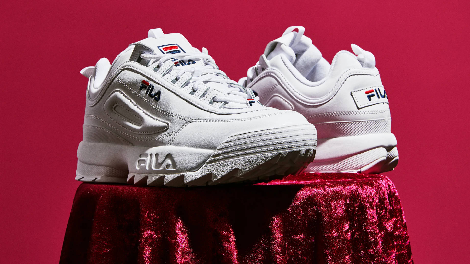 Fila White Sneakers - Style And Comfort In Every Step Background