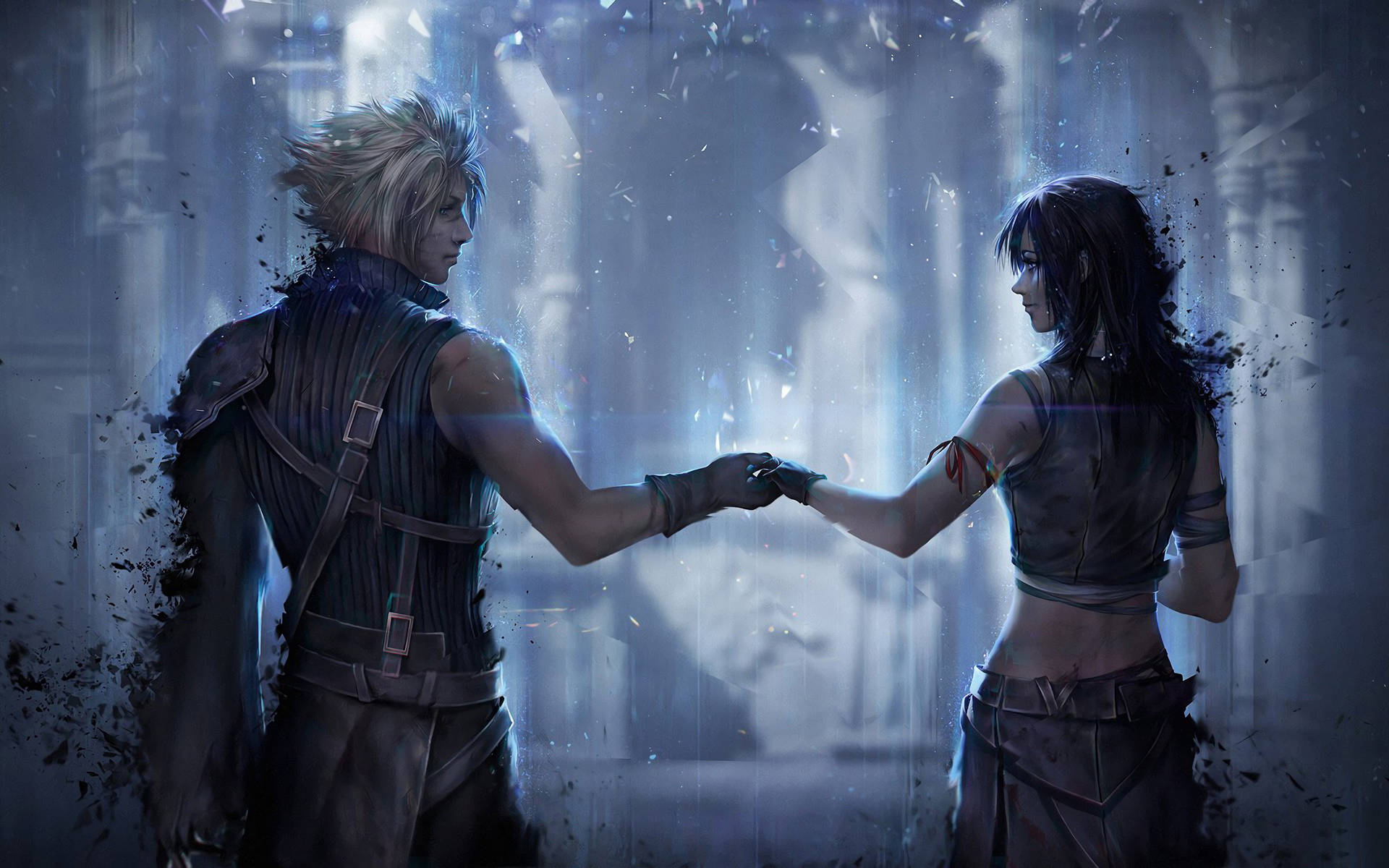Final Fantasy 7 Cloud And Tifa Art Background