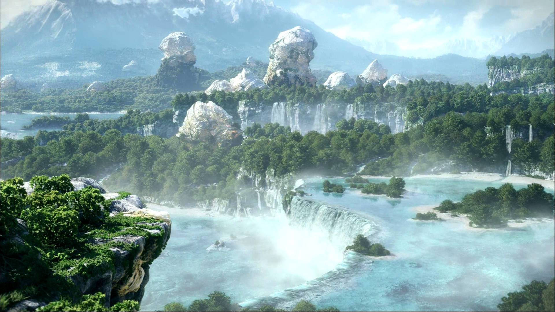 Final Fantasy Xiv Animated Hd Waterfall Background