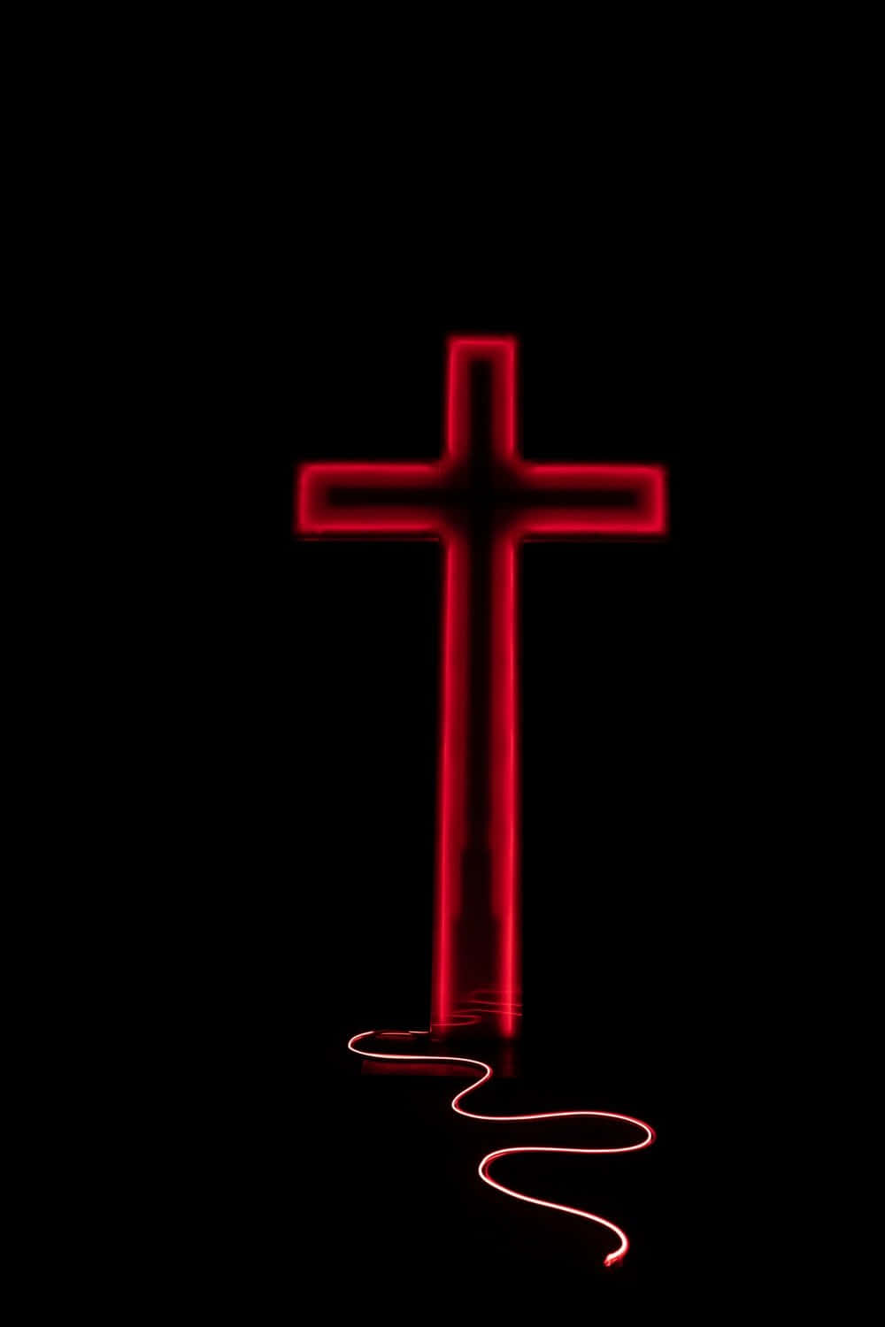 Find Hope In The Darkness With A Neon Cross. Background