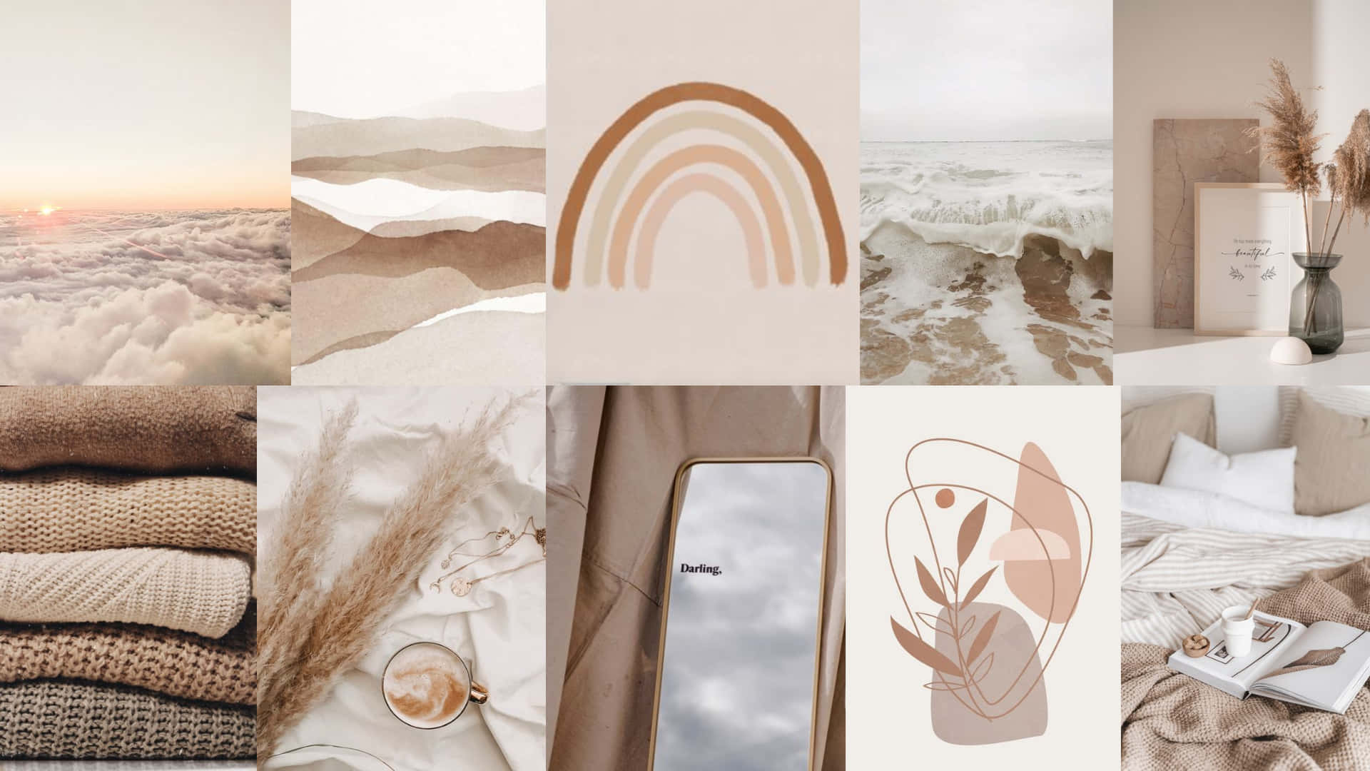 Find Solace In The Soft Hues Of This Neutral Aesthetic Desktop Wallpaper Background