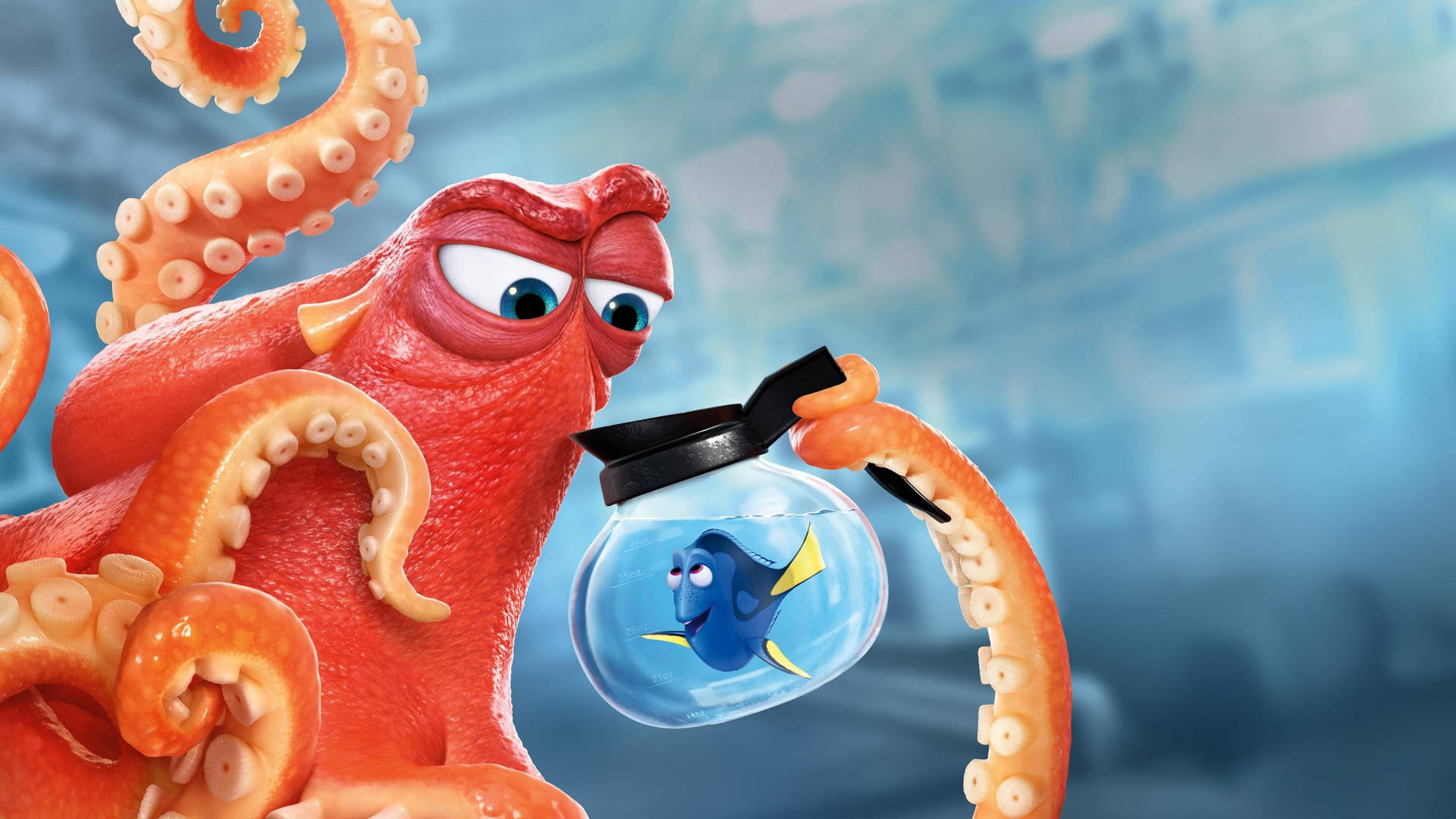 Finding Dory Hank Stares At Jar Background