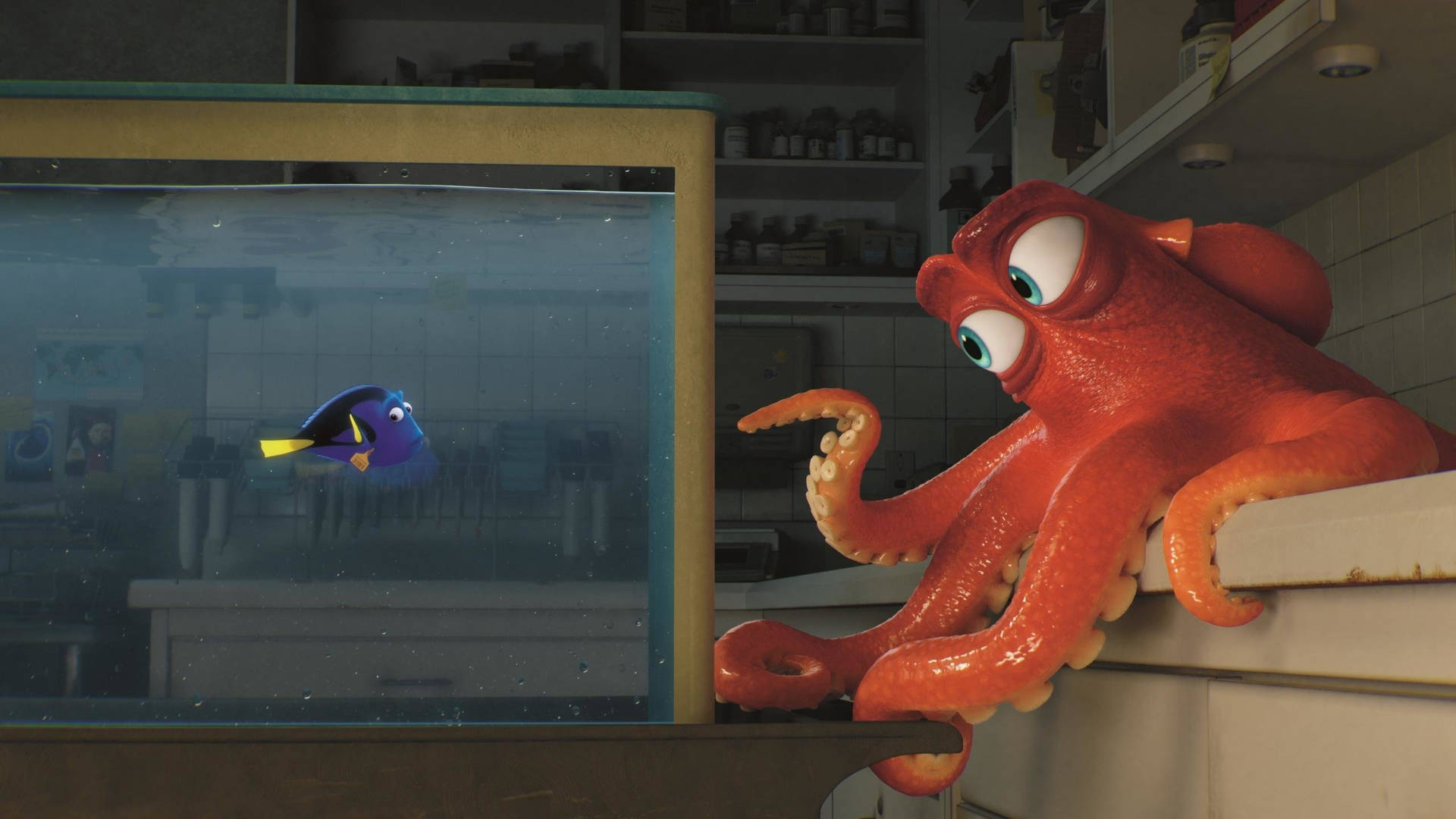 Finding Dory Hank Talks To Dory Background