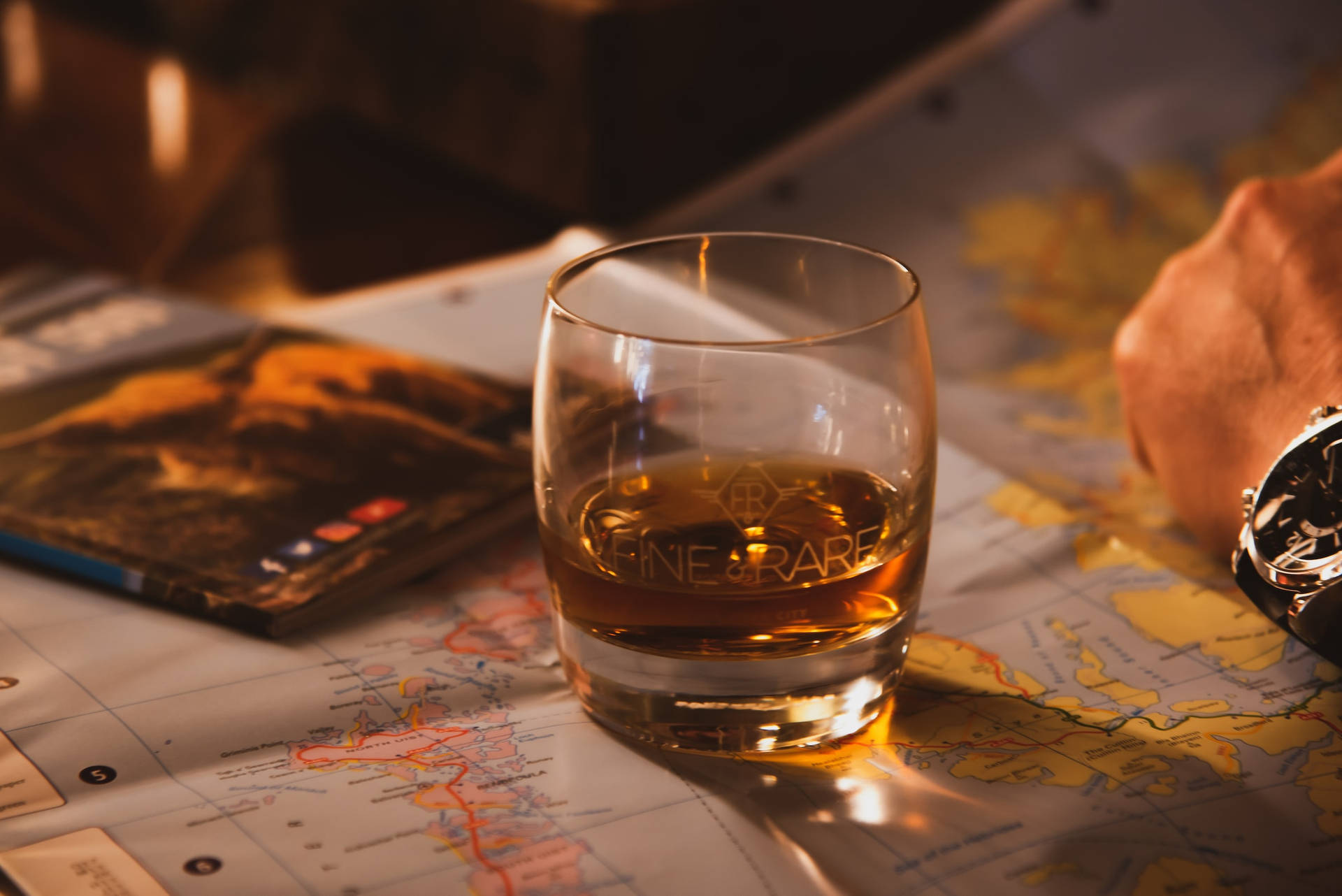 Fine And Rare Whiskey Glass On World Map