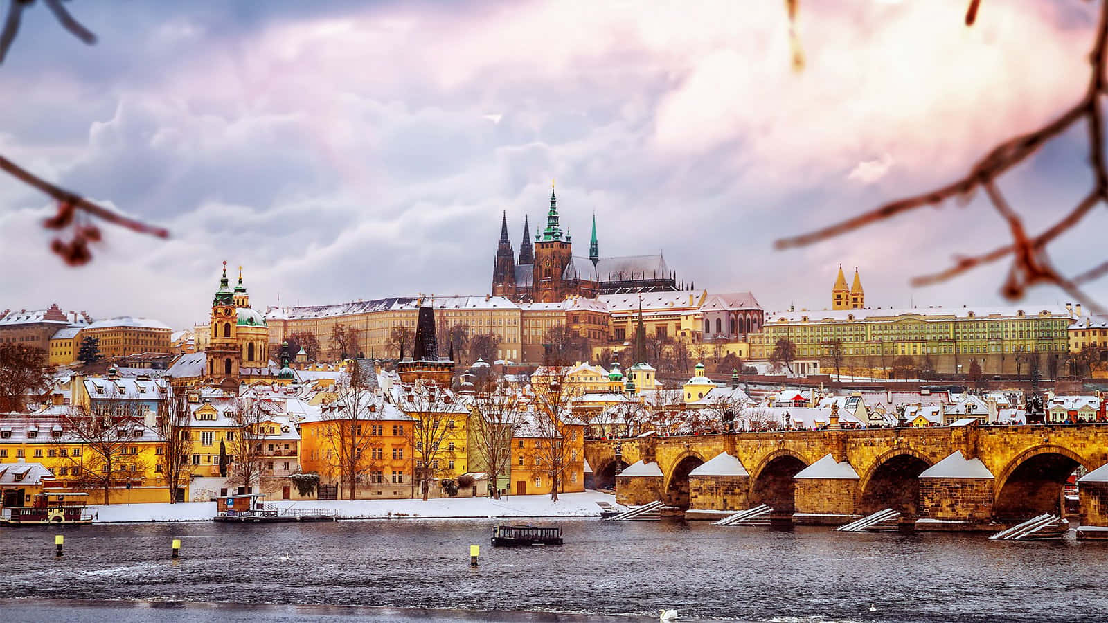 Fine Day At Prague Castle Background