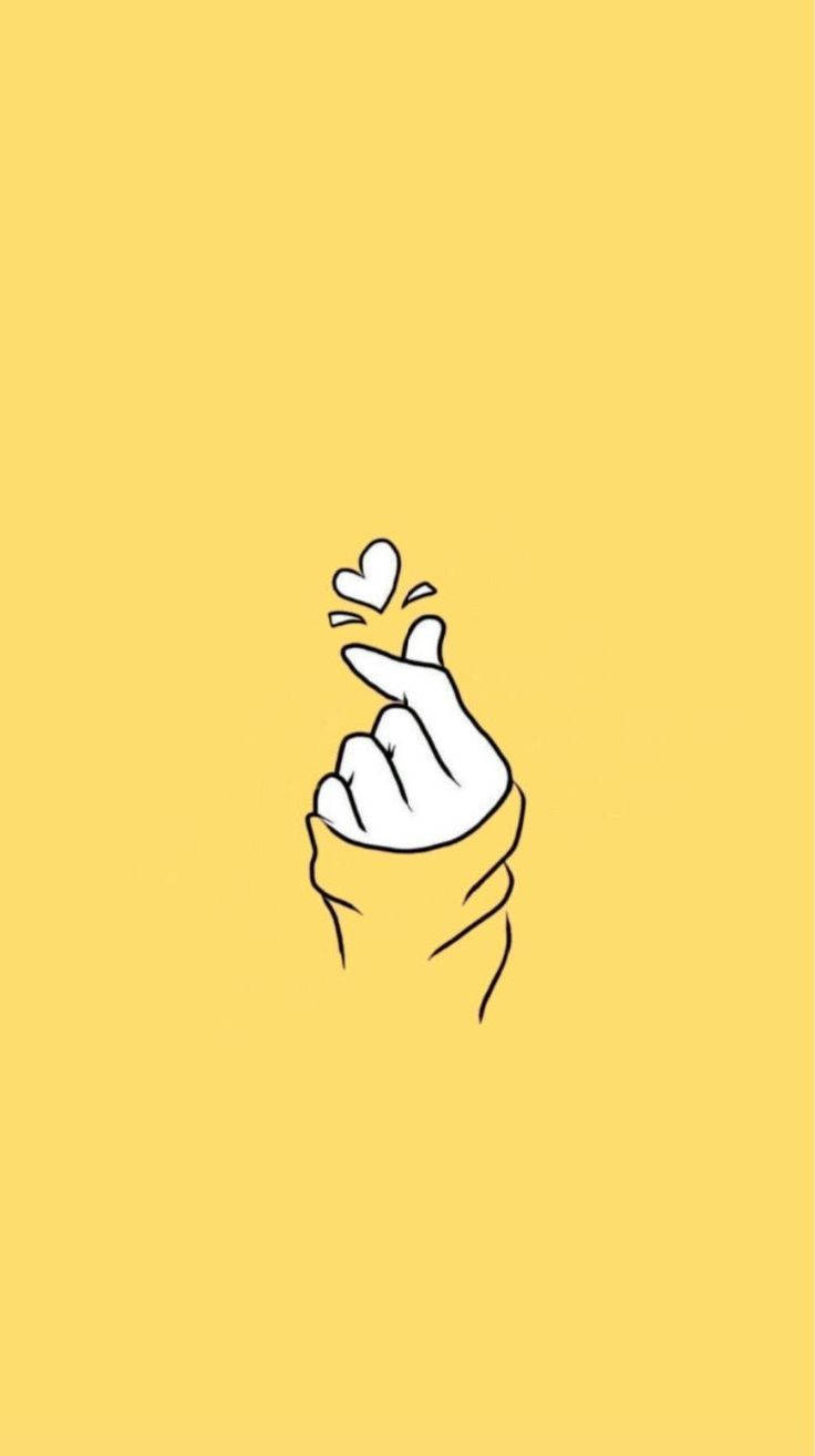 Finger Heart Cute Yellow Aesthetic