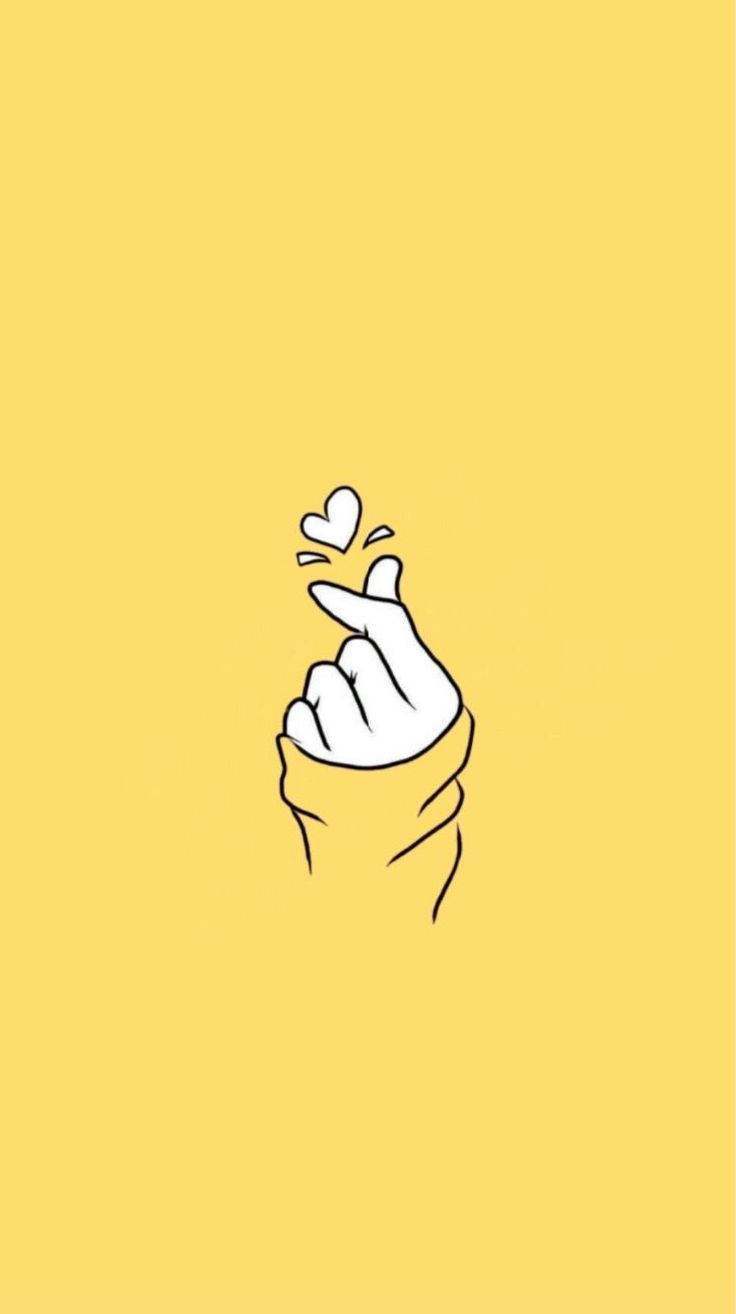 Finger Heart Cute Yellow Aesthetic Background