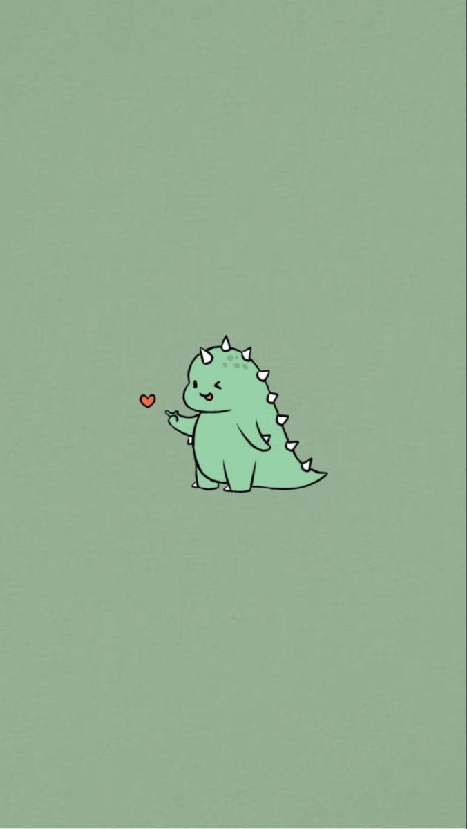 Finger Heart Dino Kawaii Iphone Background