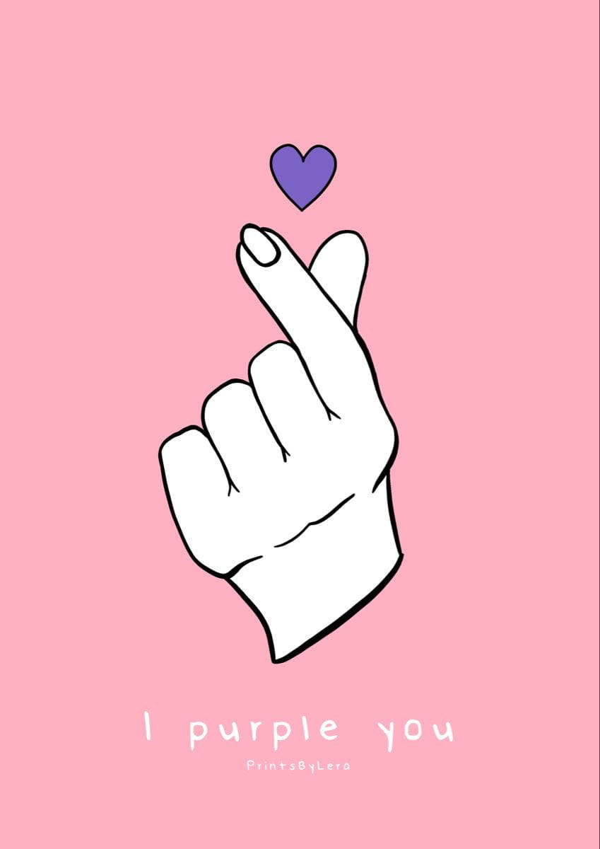 Finger Heart I Purple You Background