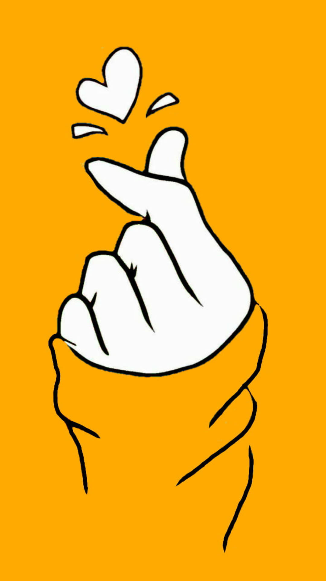 Finger Heart On Mustard Yellow Background