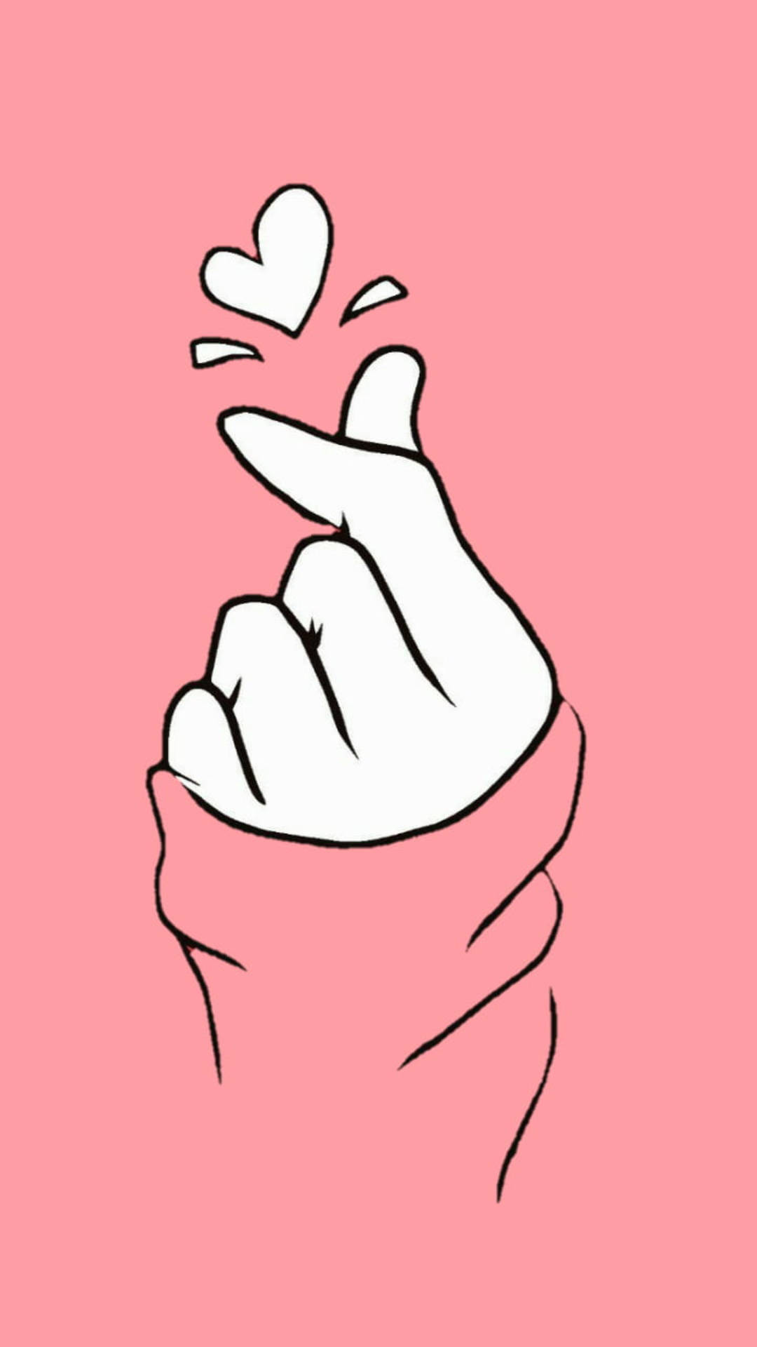 Finger Heart On Pastel Pink