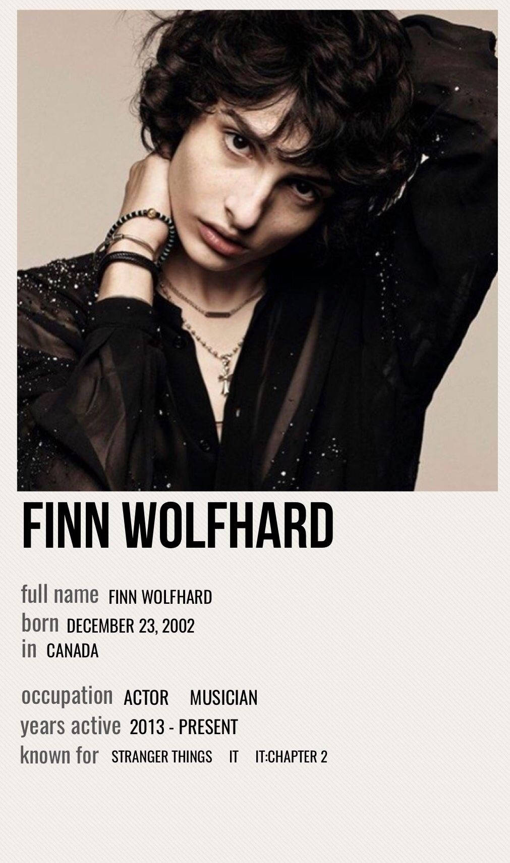 Finn Wolfhard Actor Card Background