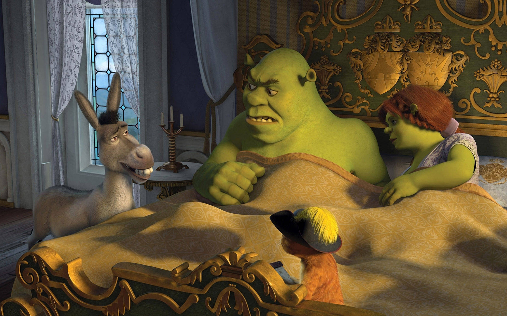 Fiona And Shrek 4k In Bed Background