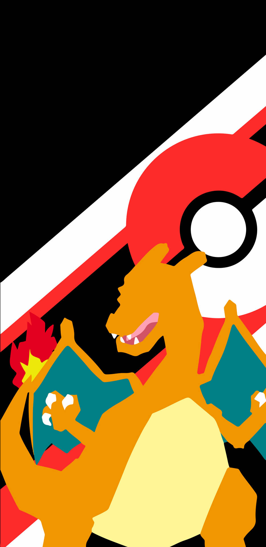 Fire And Ice - Charizard With A Pokeball Background