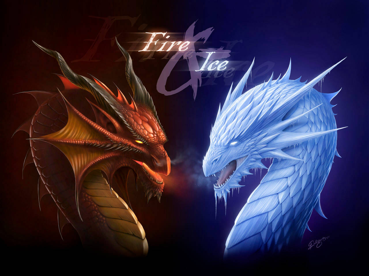 Fire And Ice Dragons Background