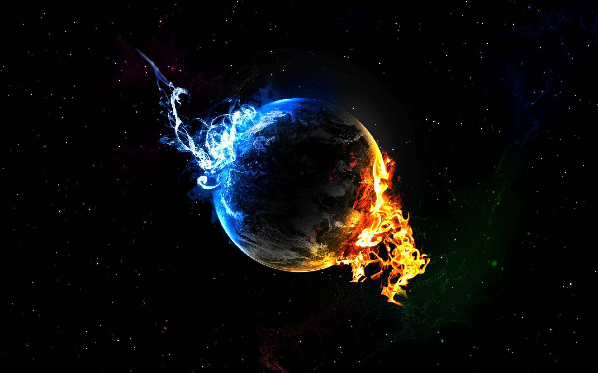Fire And Ice Earth Background