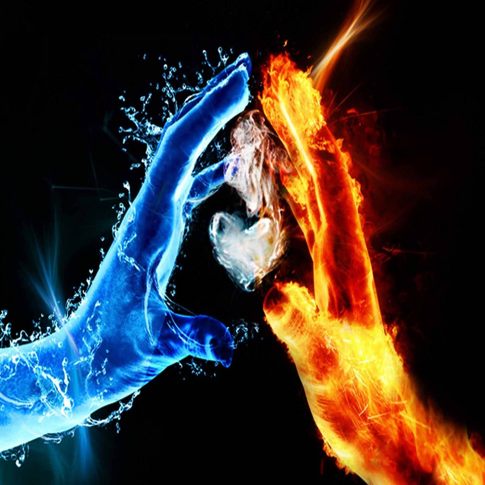 Fire And Ice Hand Background